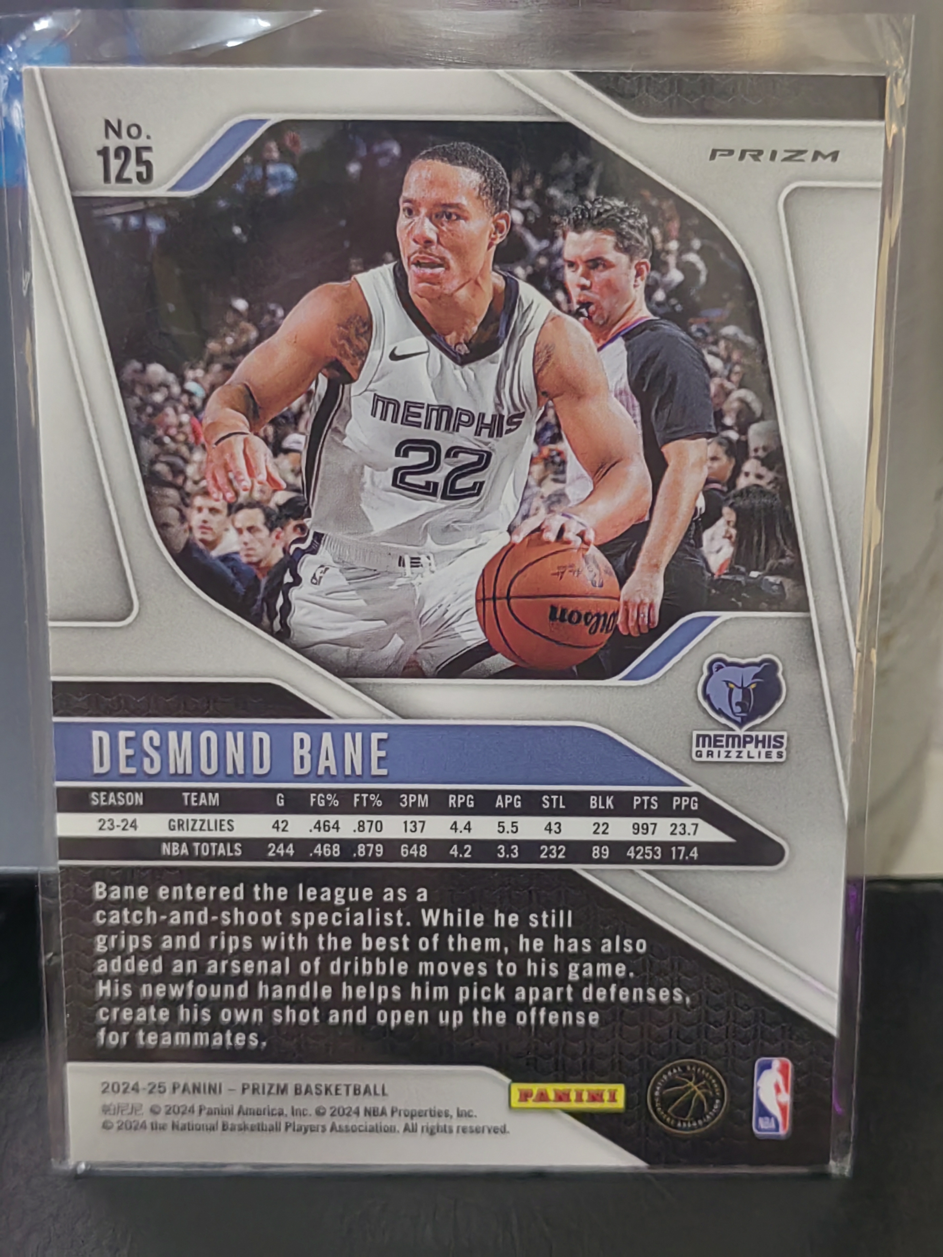2024-25 Panini Prizm Desmond Bane PZ 红波纹折 德斯蒙德贝恩 灰熊 篮 白边白角 不保卡品 卡品如图