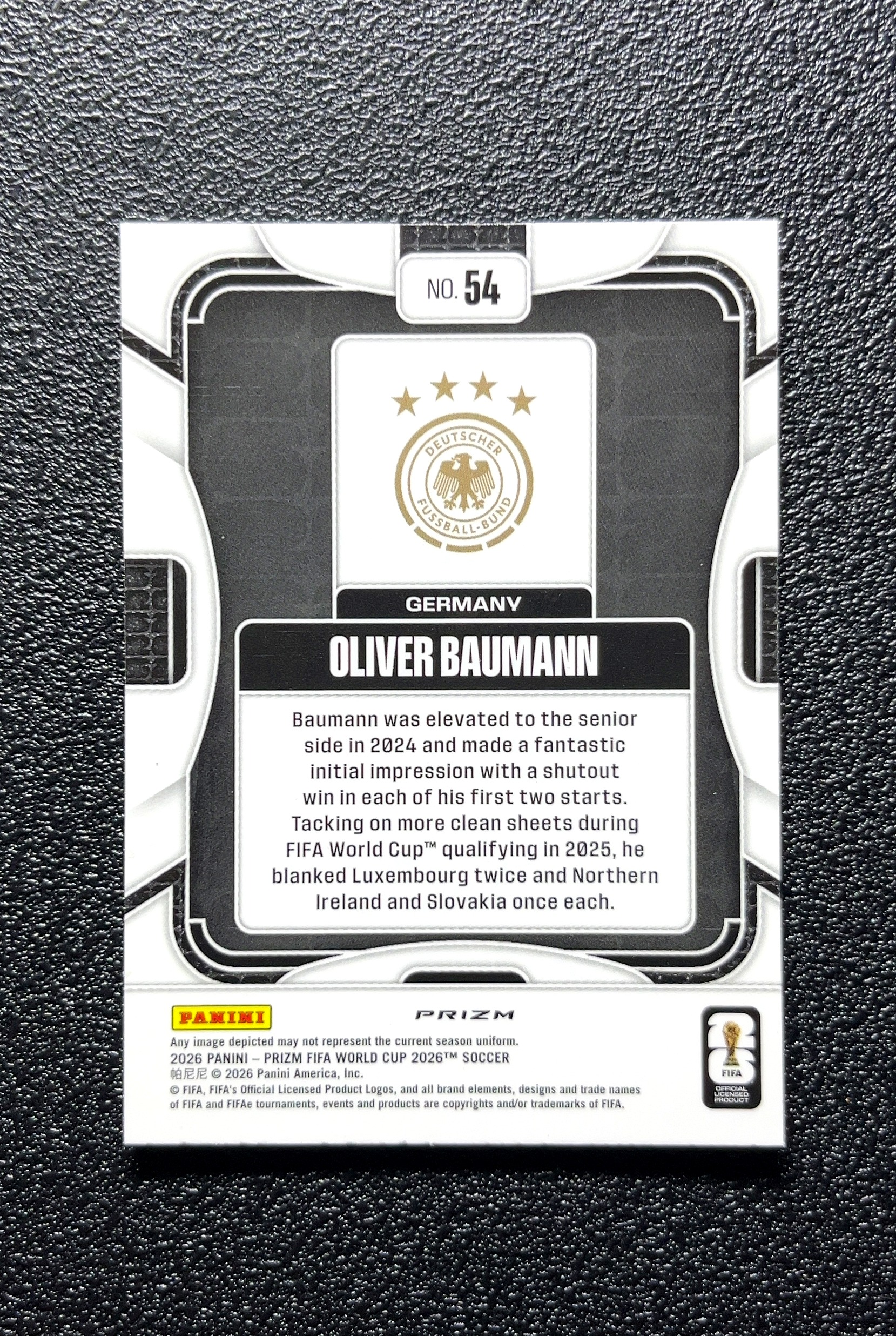 【小白1%代卖】2026 Panini Prizm Oliver Baumann 奥利弗·鲍曼 卡品如图 高价值 #54 Germany 德国 0809