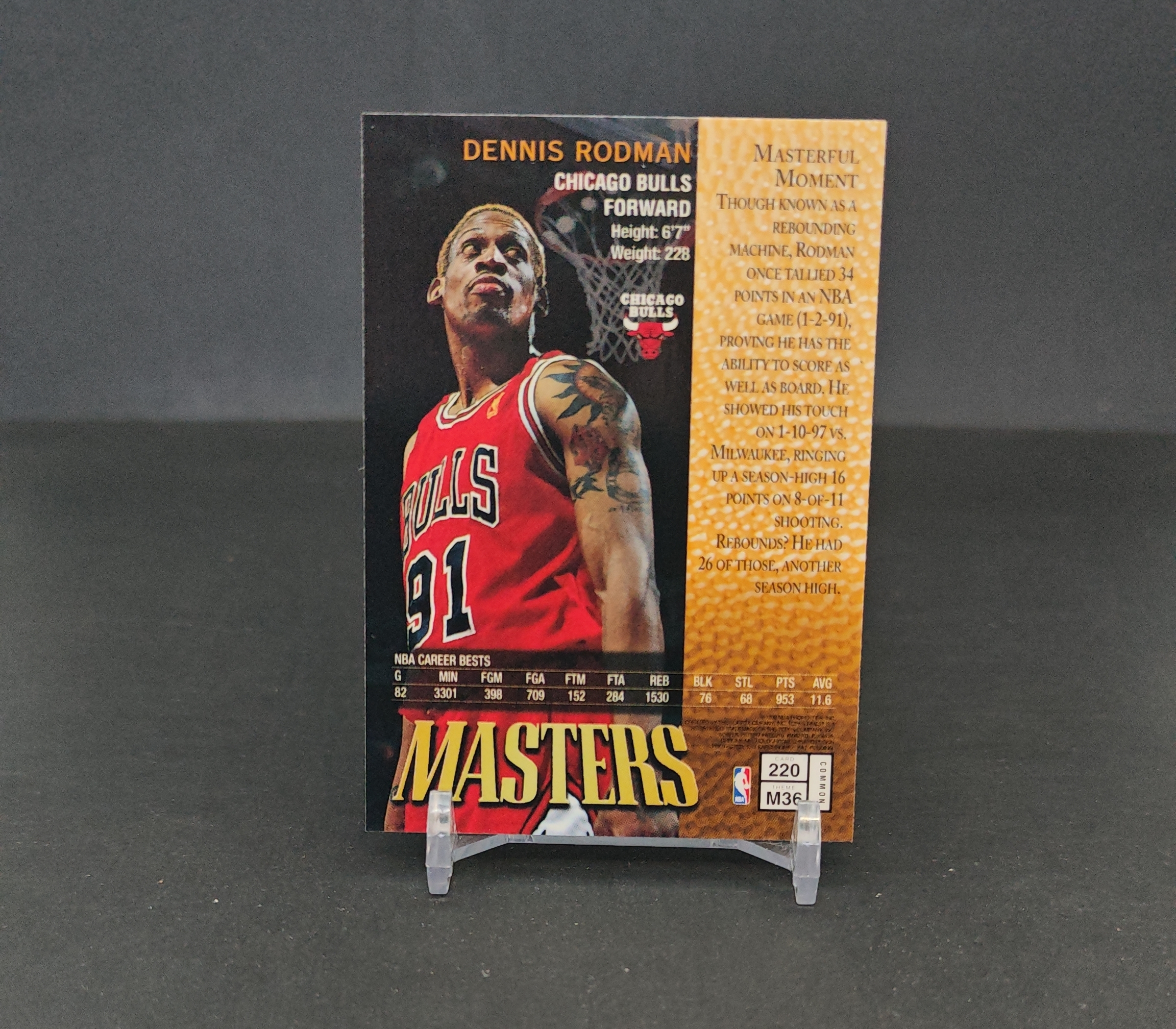 【DC拍卖】8.05 1997 Topps Finest Masters 丹尼斯・罗德曼 公牛 带原厂保护膜 经典老特卡 罗德曼球星卡