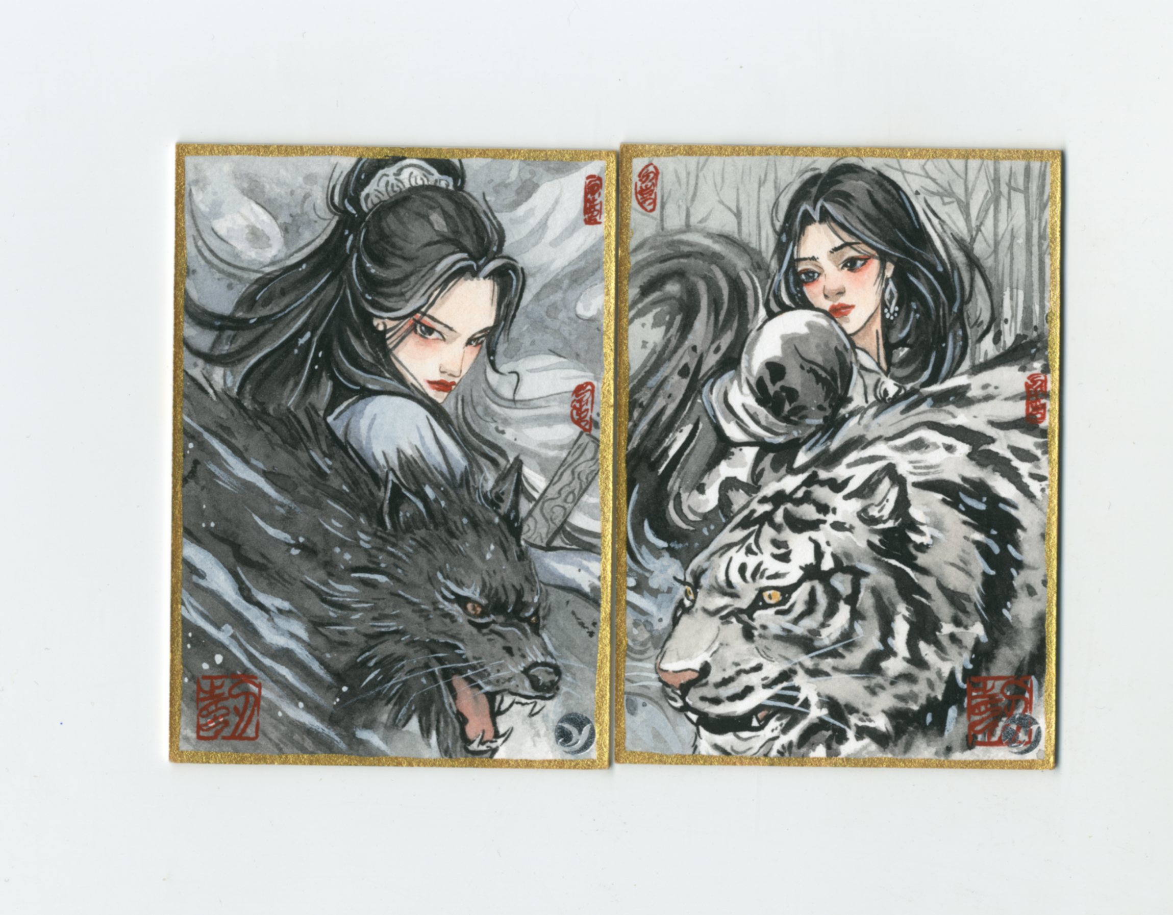 【Jackie杰基拍卖】艺海文化 灵系列 双宫 水墨画风 双宫 手绘卡 1/1 画师:青枫(灯塔)