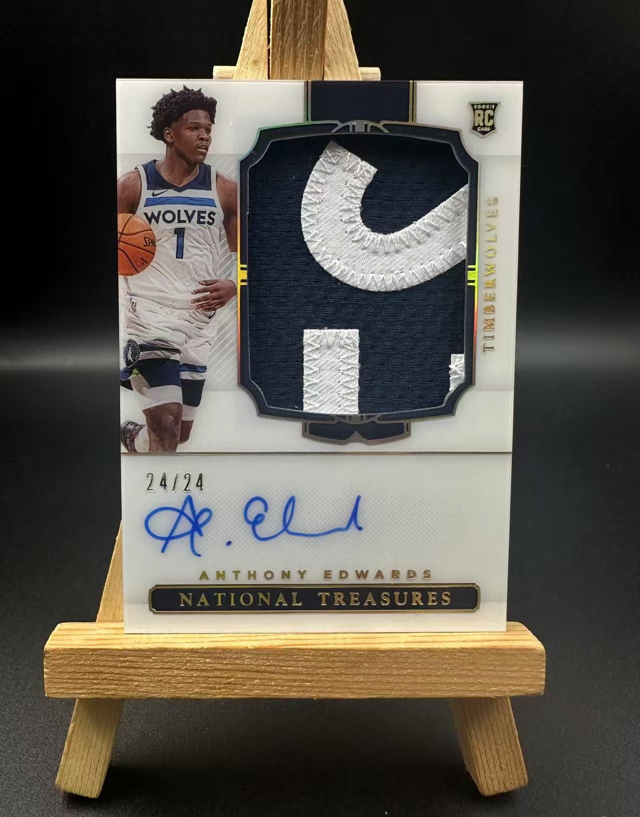 【元宇宙拍賣】辣椒001：2020-21 National Treasures Anthony Edwards 國寶 森林狼 RC 新秀 安東尼 愛德華茲 華子 正RPA Patch暴力切割 鏡面 卡簽 簽字 24/24編 尾編 瑕疵如圖