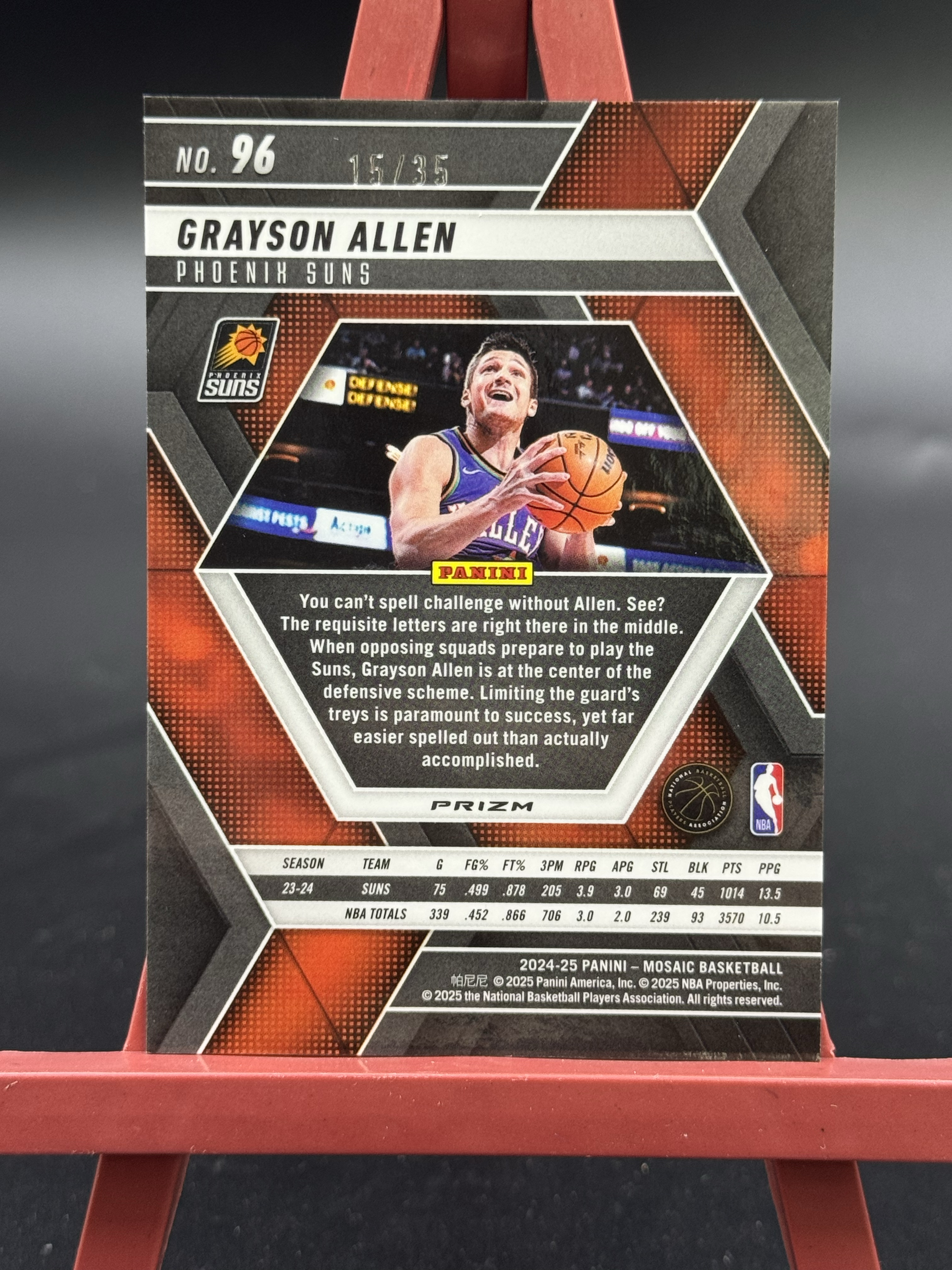 2024-25 Panini Mosaic Grayson Allen 马赛克 太阳 格雷森 艾伦 蓝圈圈折 折射 15/35编 【优质球星折射专场】Hzo4