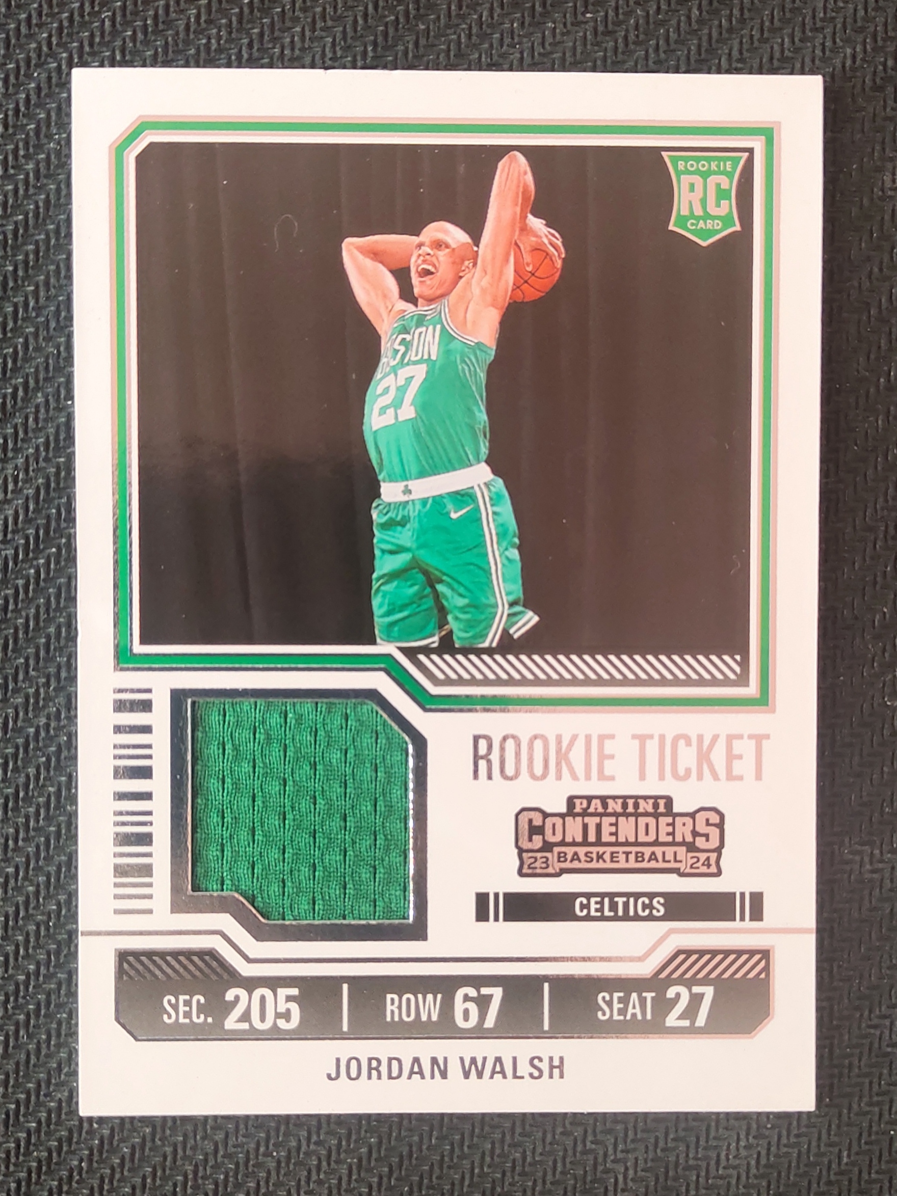 2023-24 Panini Contenders Jordan Walsh RC 乔丹 沃尔什 凯尔特人 新秀 球票 小窗 球衣 物料 切割 瑕疵如图