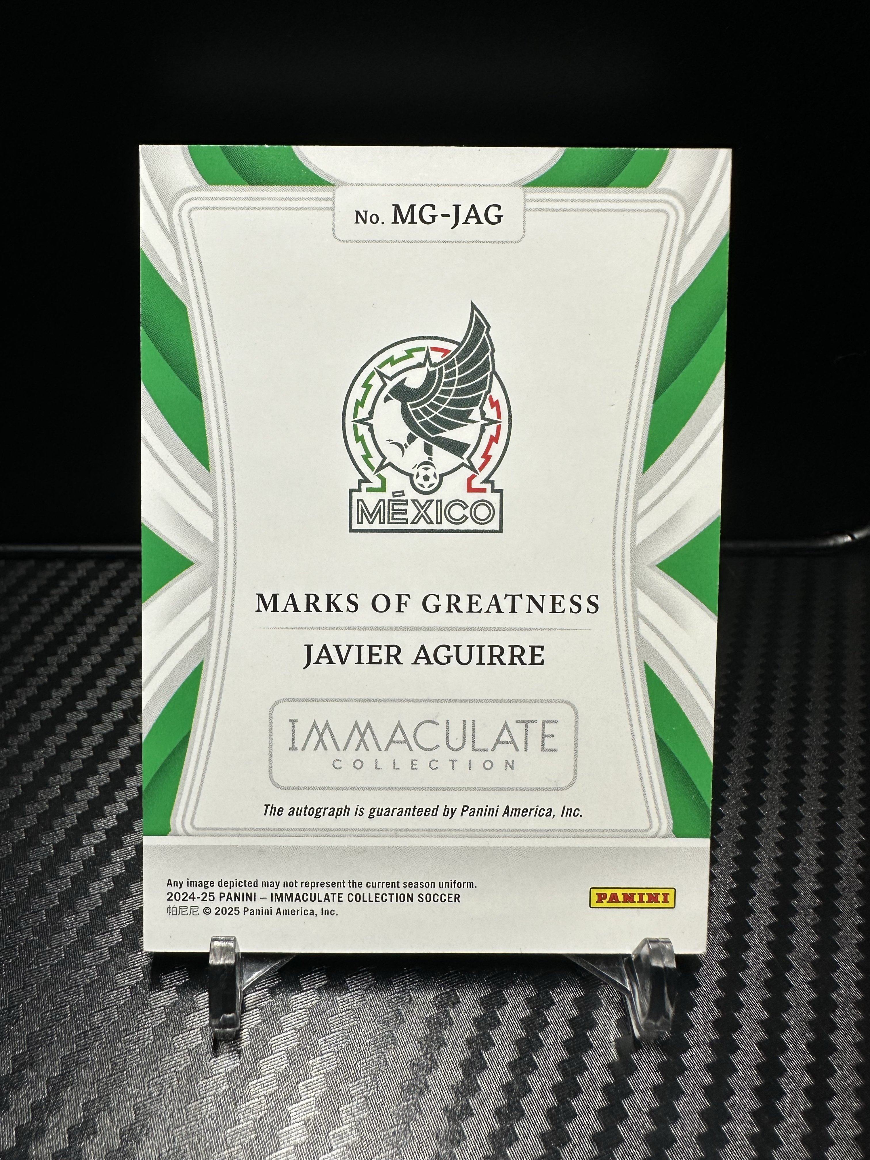 2025 Panini Immaculate Javier Aguirre 哈维尔阿吉雷/25编 伟大印记签字 单一平行 墨迹清晰完美签 爱咪咪高端系列卡品如图 现任墨西哥国家队主教练 经典传奇收藏