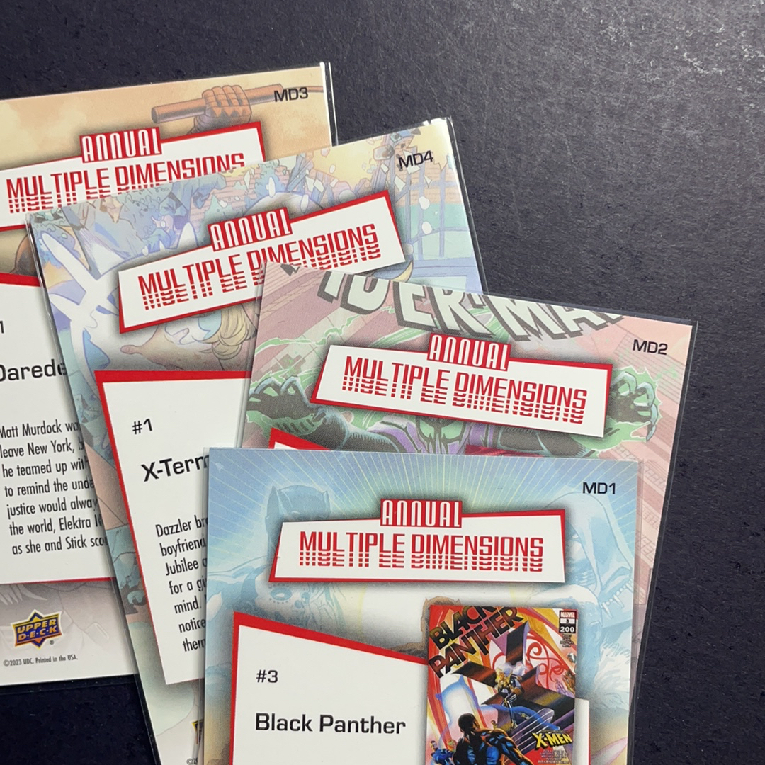 2024 Upper Deck Marvel (MCU) Annual年鉴 黑豹 夜魔侠 分歧蜘蛛侠 炫音 3D棱镜全息特卡4张打包序号MD1-MD4 2022-23 UD 漫威漫画年度盒 漫威年鉴
