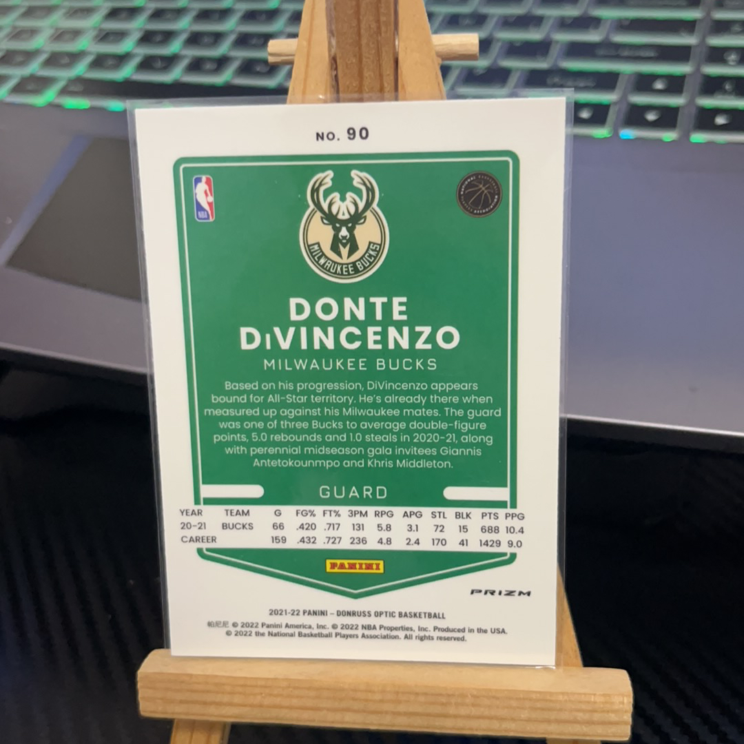 2021-22 Panini Donruss Donte DiVincenzo 迪文森佐 雄鹿 折射 银折 杜蕾斯 optic op 卡品如图 凑图必备 值得收藏!免费代卖!