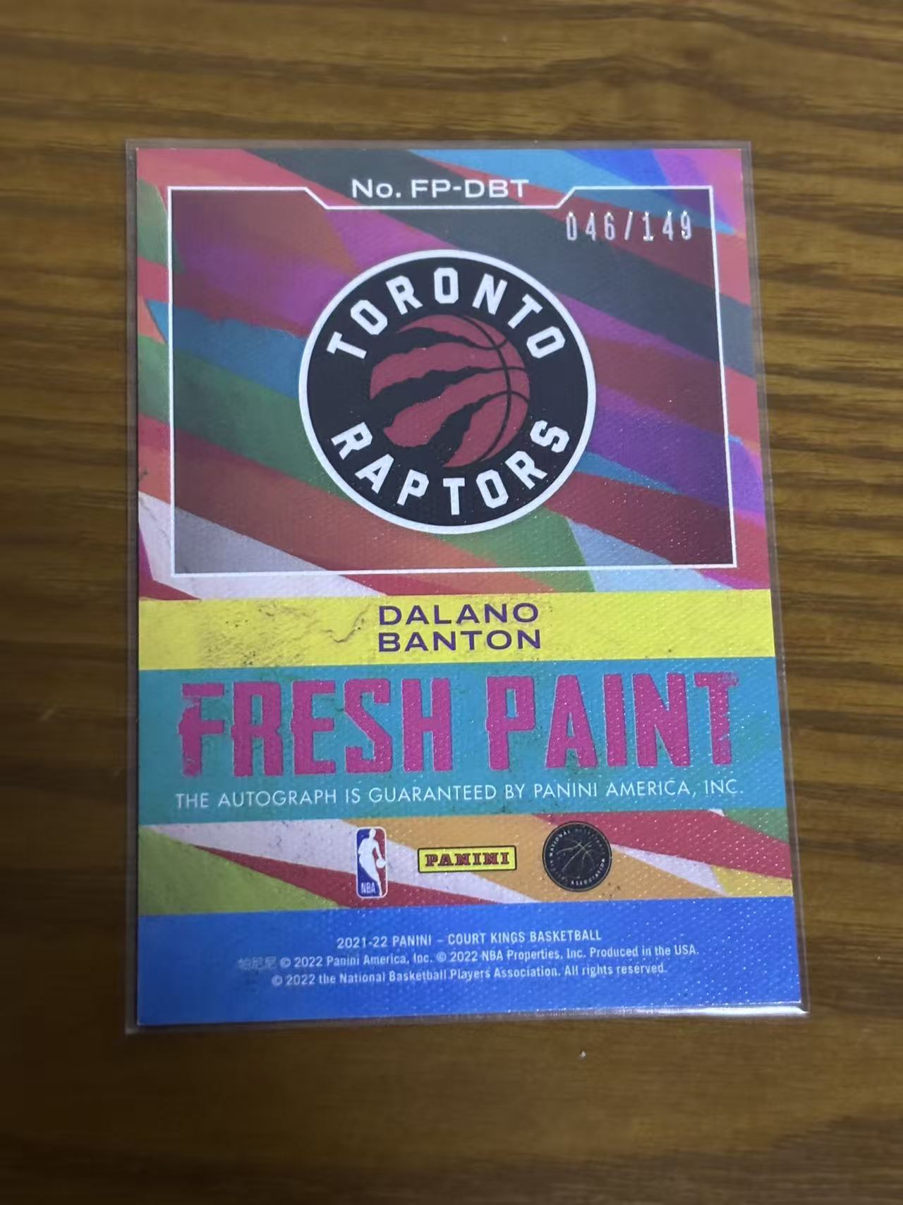 2021-22 Panini Court Kings Dalano Banton RC 【磊子球星卡】油画 猛龙 新秀 达拉诺 班顿 签字 Fresh Paint特卡 149编
