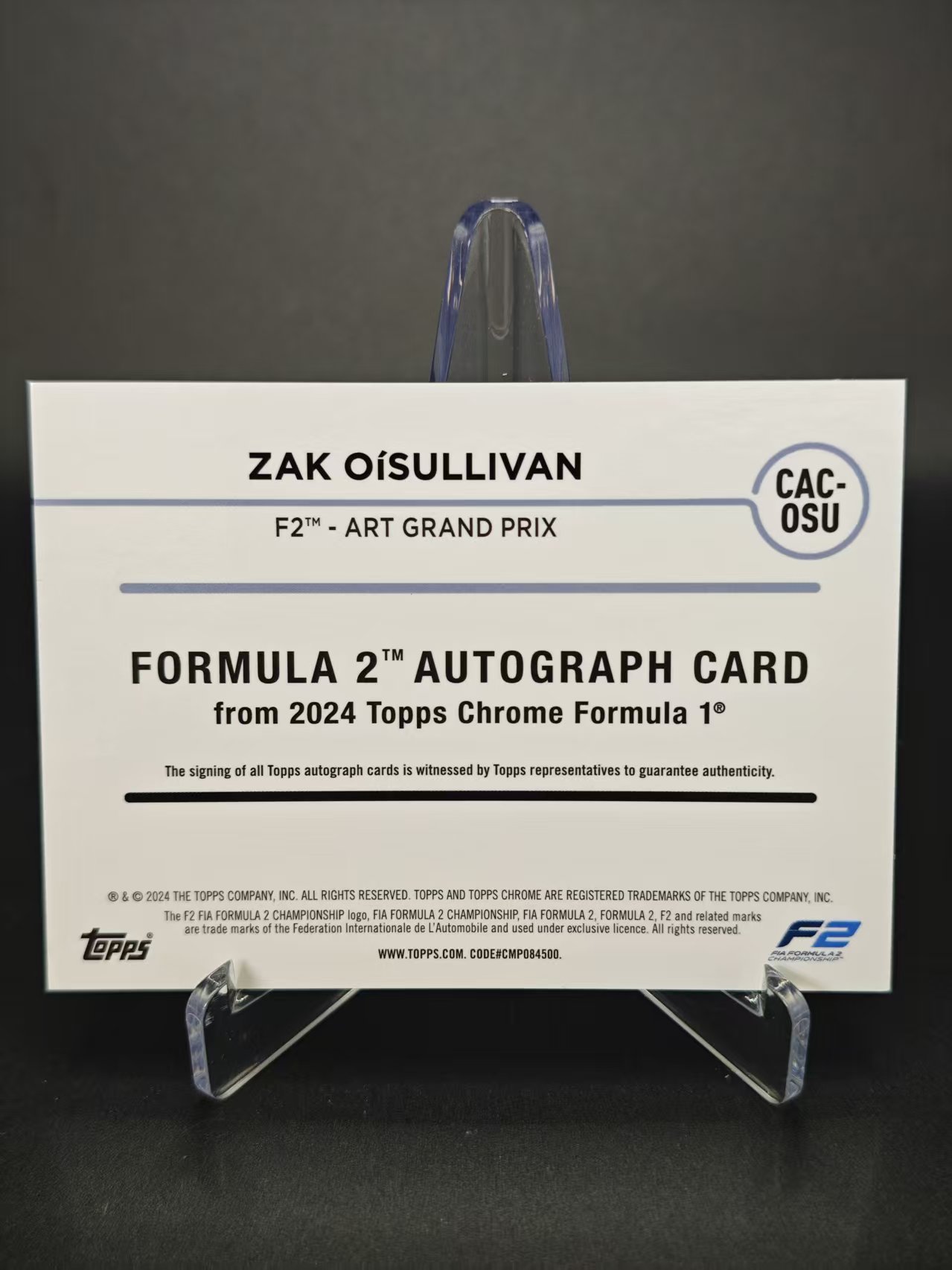 2024 【六六代卖 预付快速回款】 TOPPS CHROME ZAK OSULLIVAN F2 扎克·奥沙利文 银折 折射 签字 (尼可01)