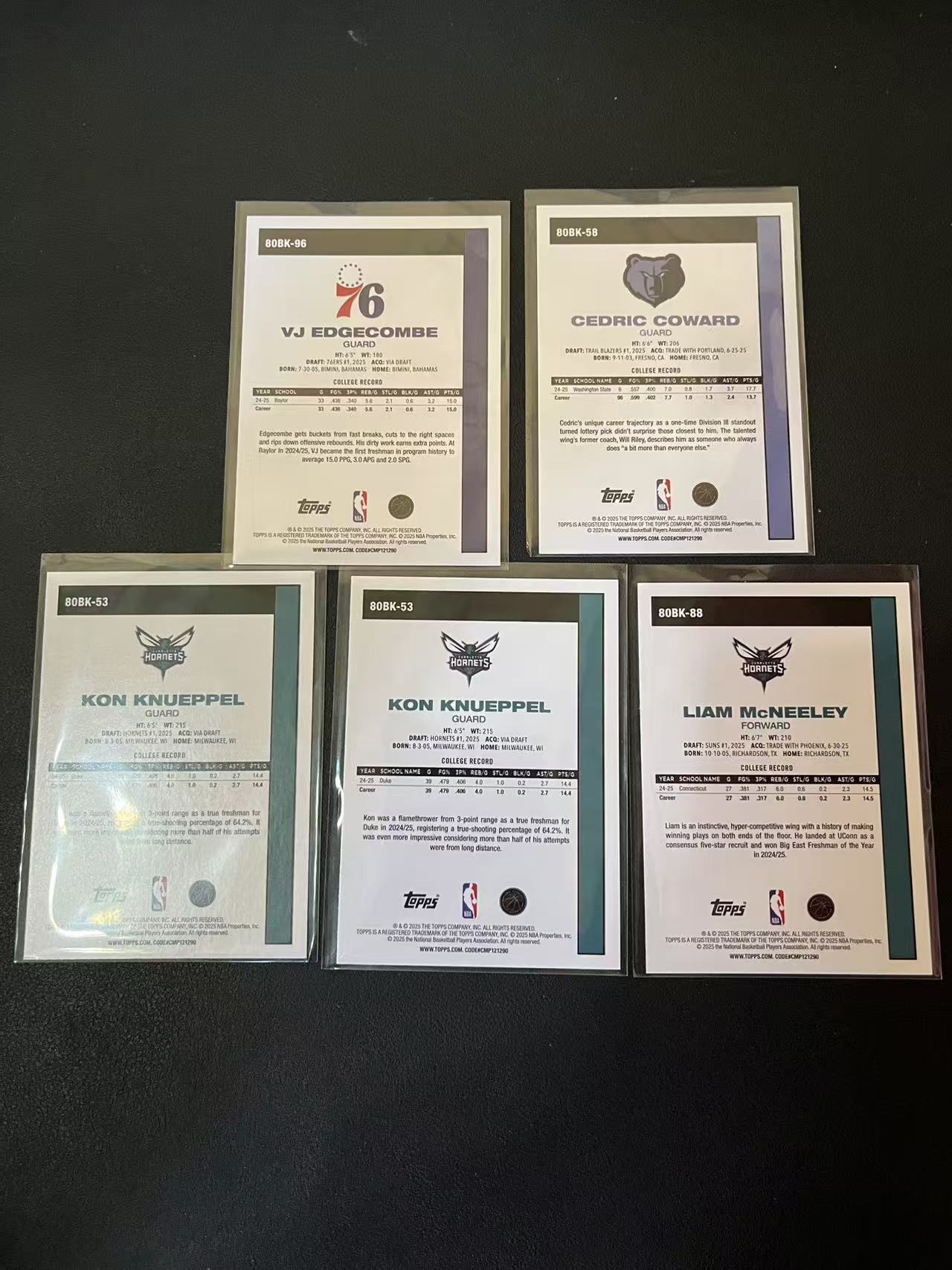 2025 Topps Flagship Valdez VJ Edgecombe Jr RC VJ 埃奇库姆 考沃德 康 克尼佩尔 麦克尼利 45周年 base 未来可期 5张 卡品如图 龙龙龙