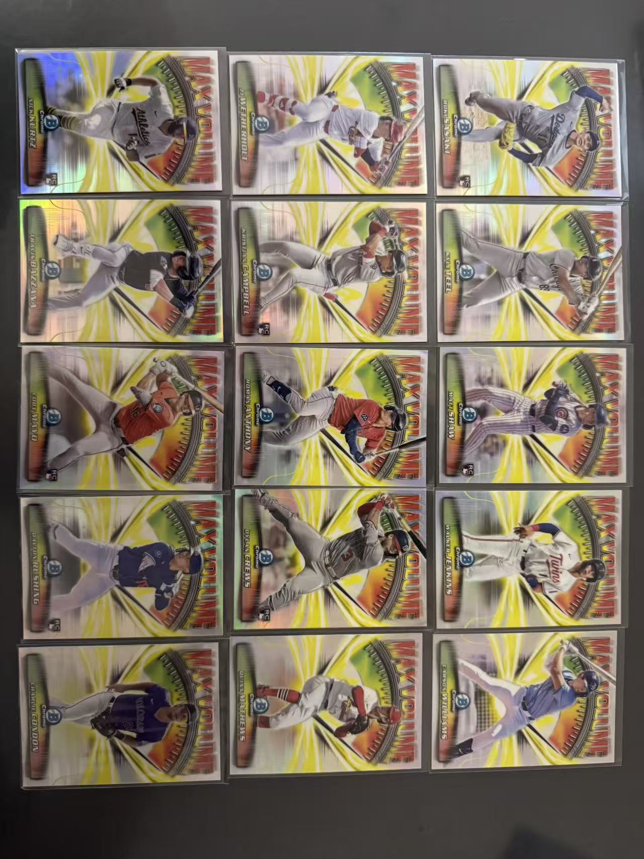 2025 Topps Bowman Chrome Roki Sasaki RC 棒球BC 洛杉矶道奇 佐佐木朗希 Max Volume特卡 编号1-15 15张全套 凑套收藏