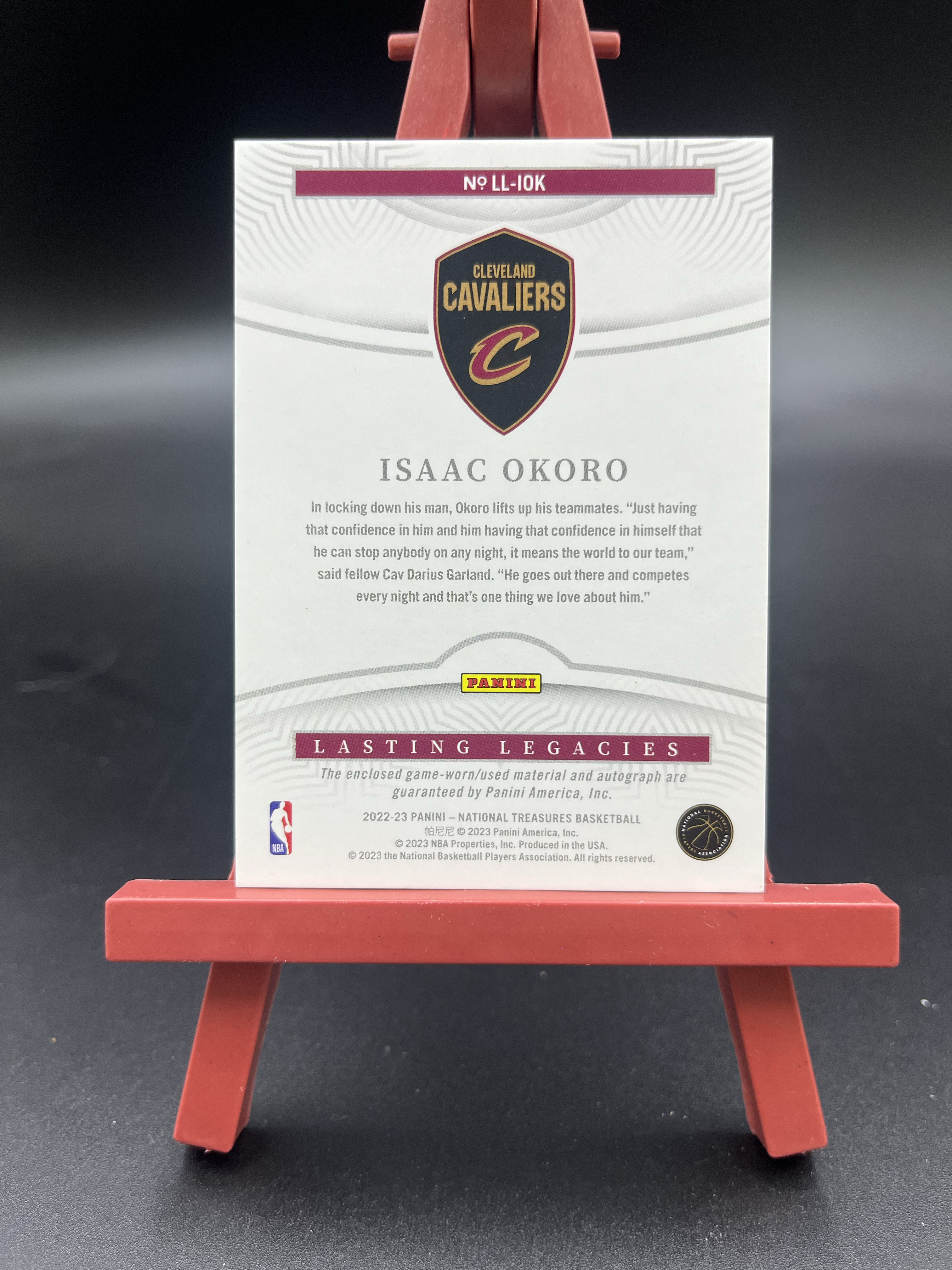 2022-23 Panini NT Isaac Okoro 艾萨克 奥科罗 国宝 48/99编 签字 球衣物料切割 GU亲穿落场 骑士 卡品如图 【优质签字专场】01WZ