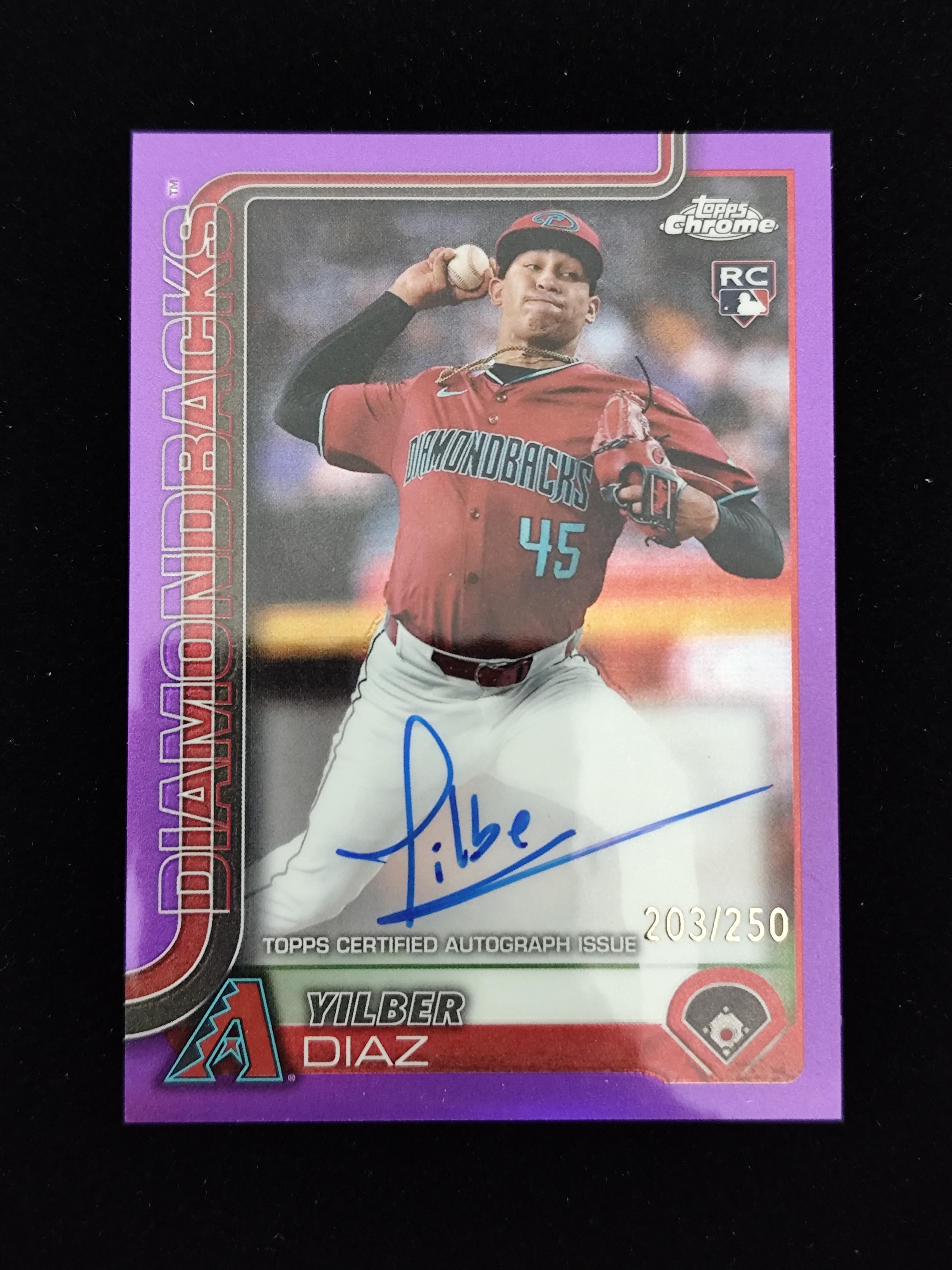 【口袋卡牌】2025 Topps Chrome Yilber Diaz RC 伊尔伯 迪亚兹 MLB 棒球 新秀RC 签字 紫折 折射 卡签 203/250编 卡品如图 收藏必备 49 VVWW