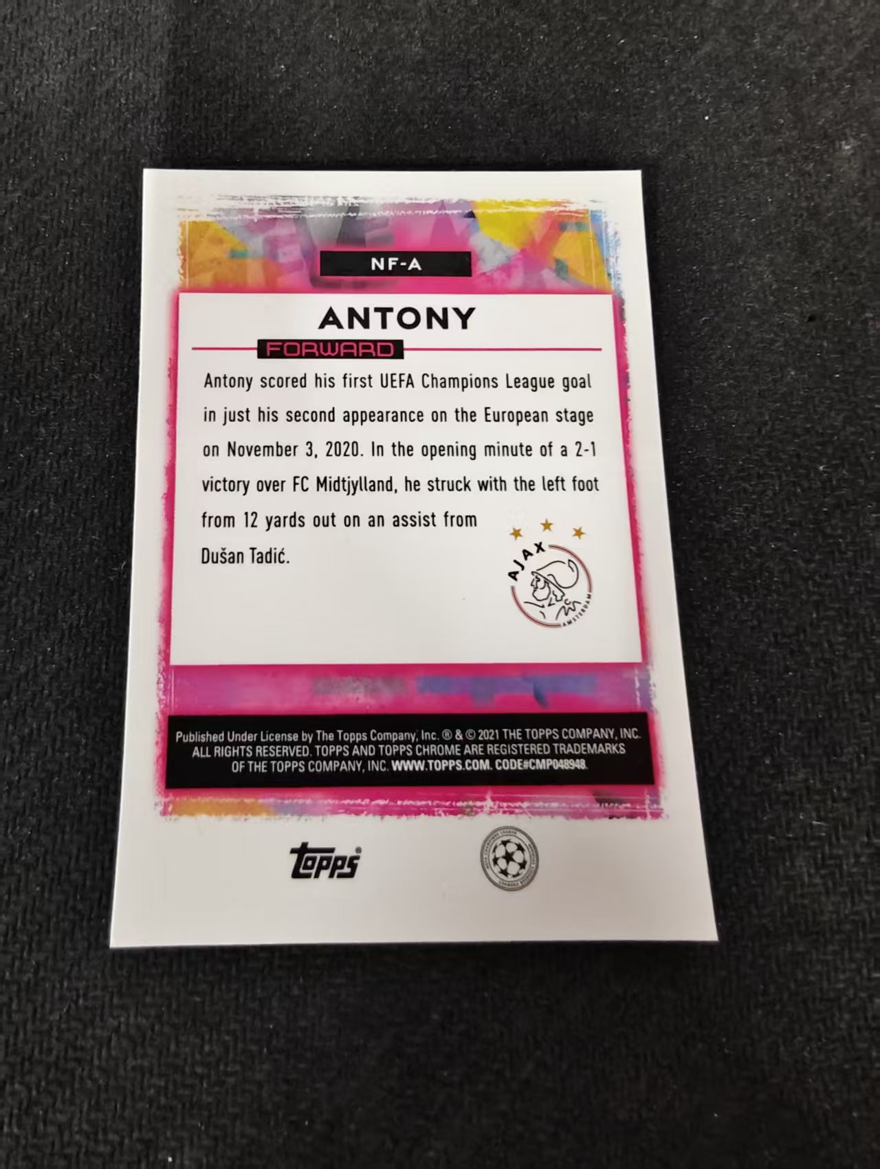 【可合并,不累计】2021 Topps Chrome Antony 安东尼 阿贾克斯 曼联 电音 联名 大比例 特卡 欧冠 银折 不保卡品 介意勿拍