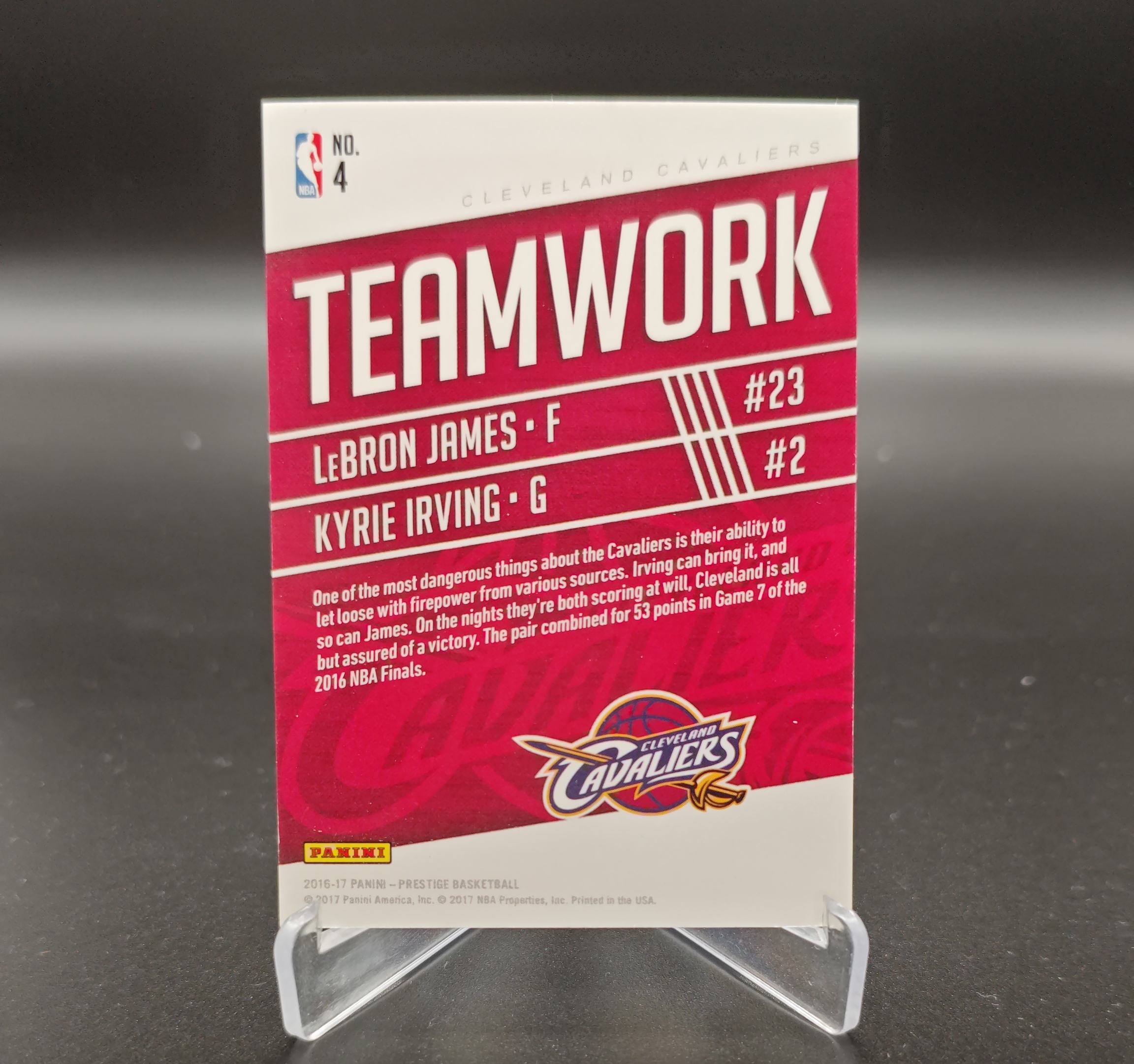 2016-17 Panini Prestige Kyrie Irving/LeBron James #4 勒布朗詹姆斯 lbj 老詹 乐邦 凯里欧文 teamwork 卡品如图