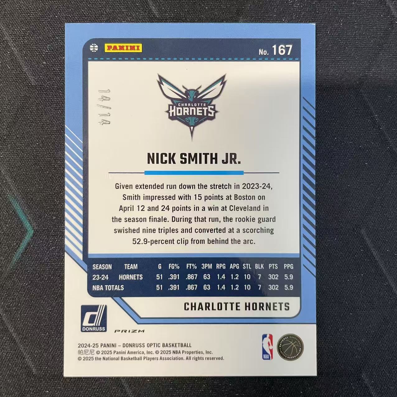 2024-25 Panini Donruss Nick Smith Jr. 【阿福代卖】小尼克 史密斯 黄蜂 杜蕾斯op 绿宝石折 14编 尾编 收藏必备(行行行A)