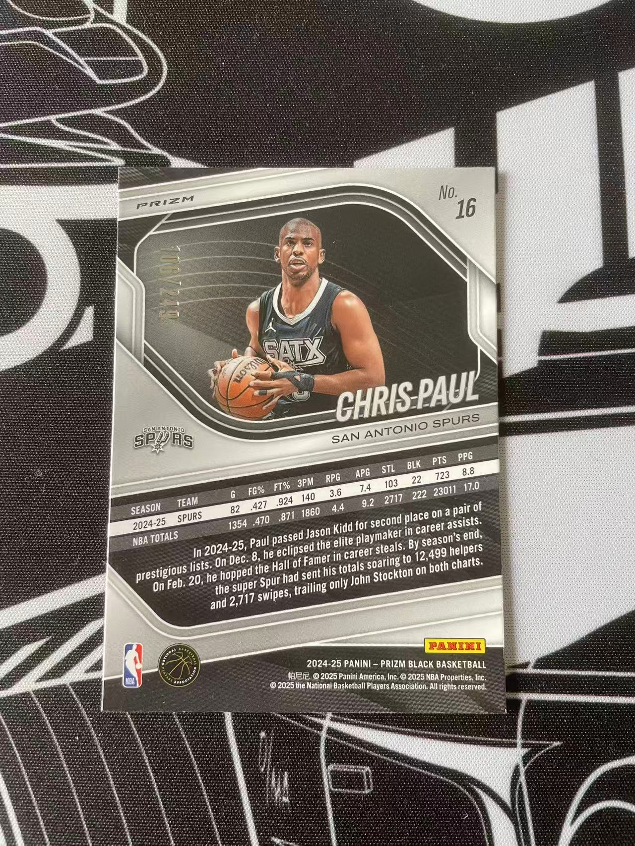 2024-25 Panini Prizm Black Chris Paul 帕尼尼 PZ 马刺 克里斯 保罗 瀑布折 折射 /249 CP3 老炮 黄蜂快船 卡品如图 凑套必备