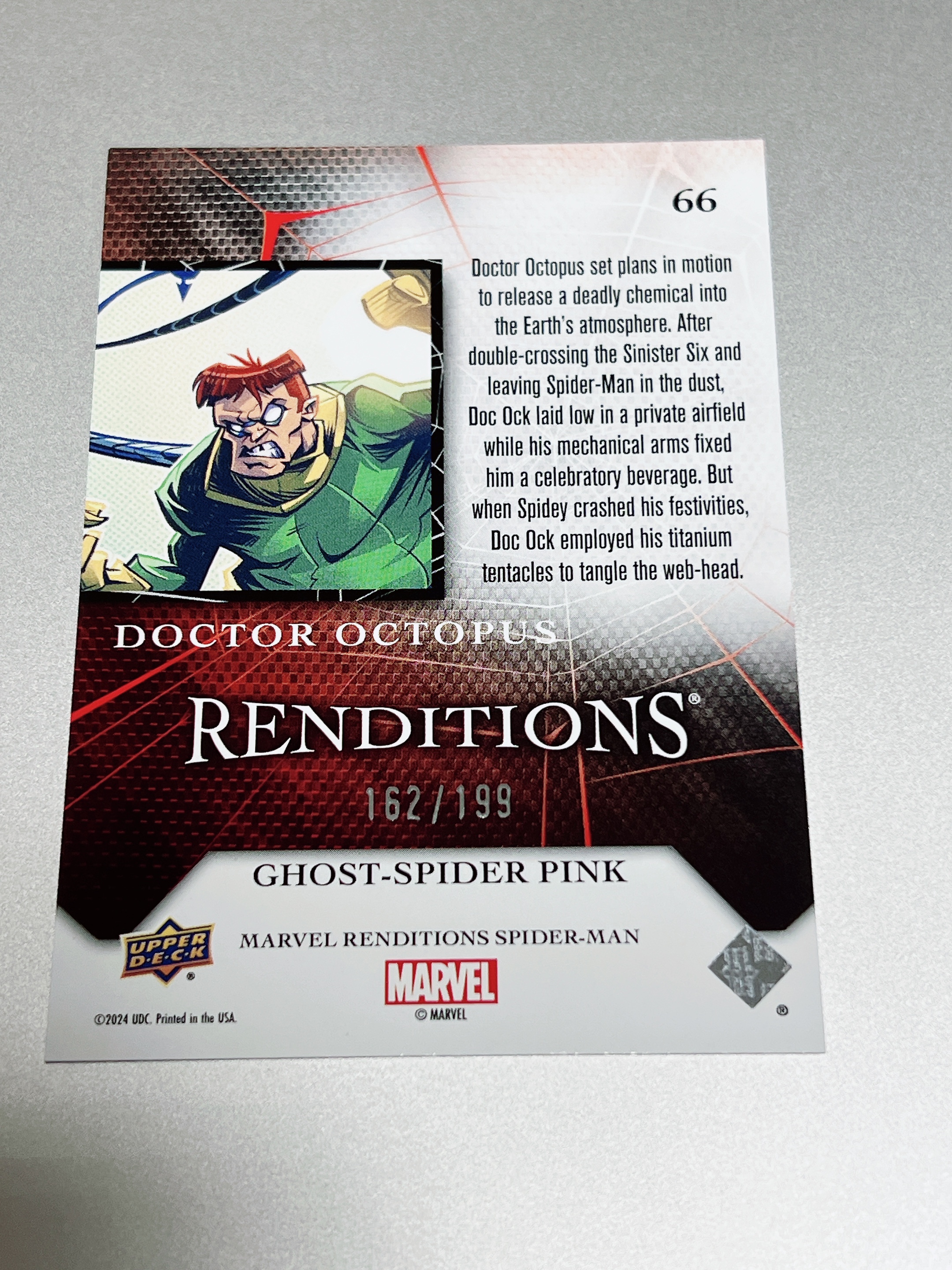2024 Upper Deck Marvel Renditions Spider-man 漫威 蜘蛛侠演绎 章鱼博士 粉碎冰折 /199编 卡品如图 doctor octopus 162/199 反派
