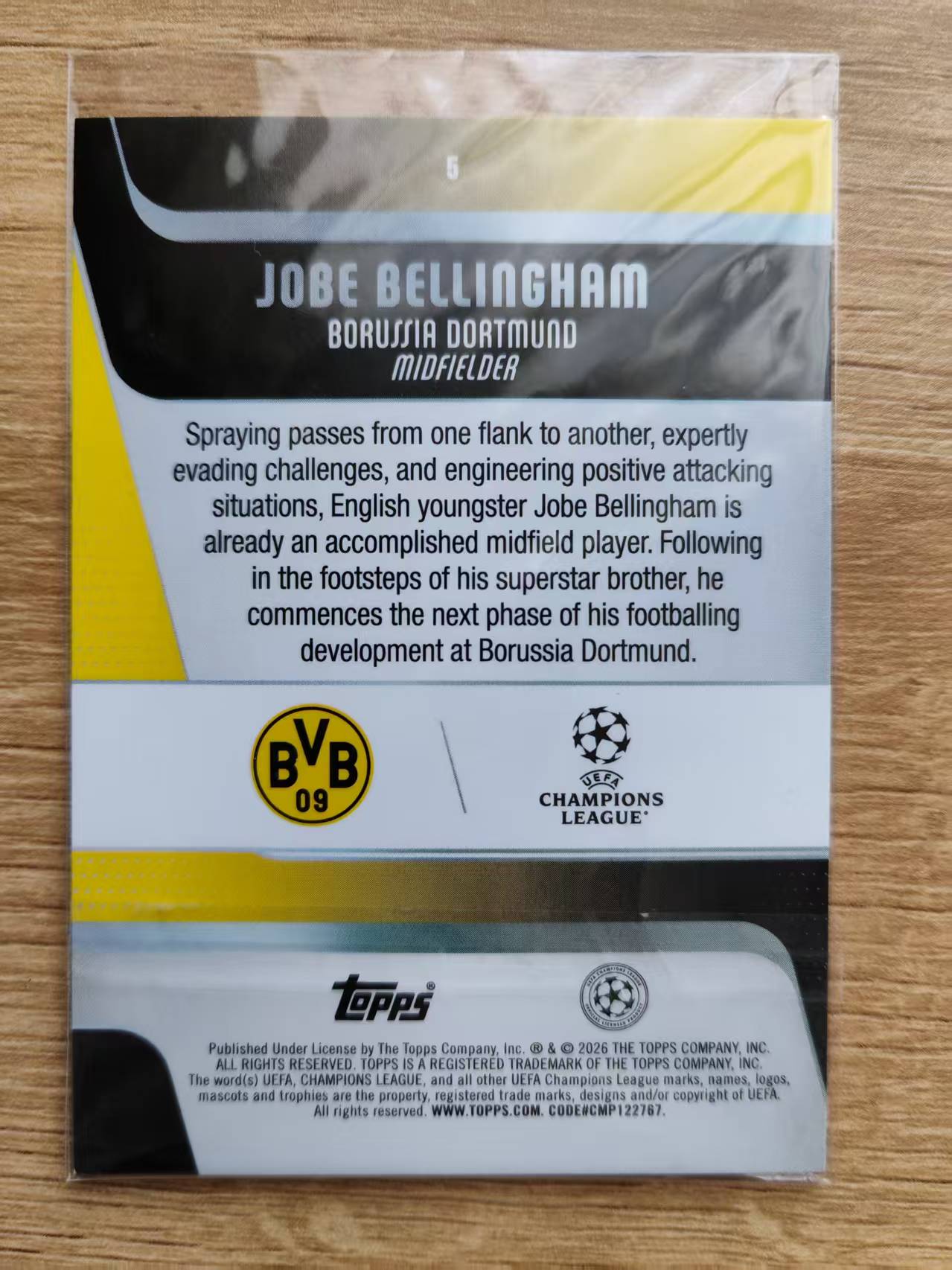 2026 Topps Topps Jobe Bellingham 2026 托普斯 欧冠 多特蒙德 贝林厄姆 RC 新秀 UCC