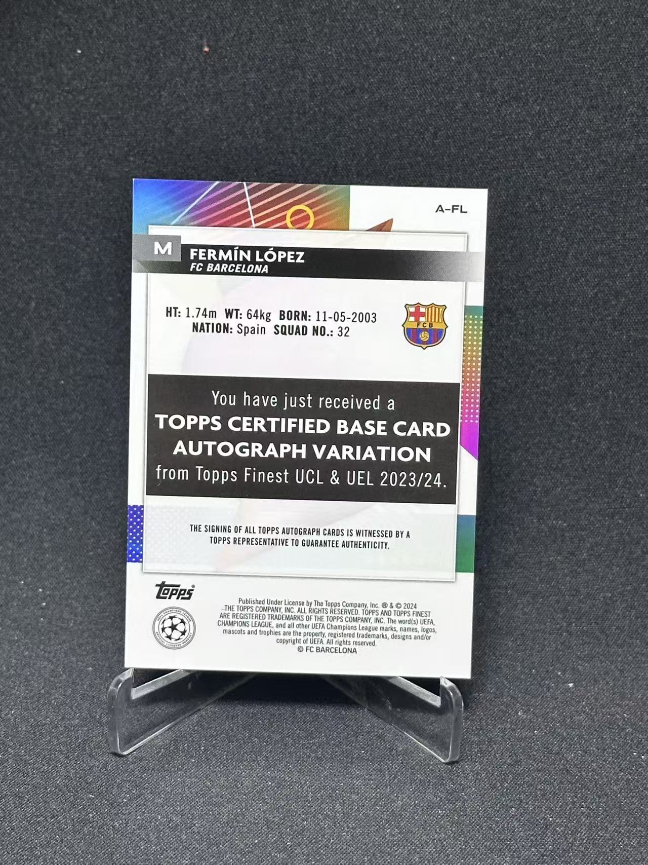 2024 Topps UEFA Champions League fermin lopez RC 【哆哆卡社】费尔明·洛佩斯 签字 99编 欧冠 新秀 finest系列 卡品如图