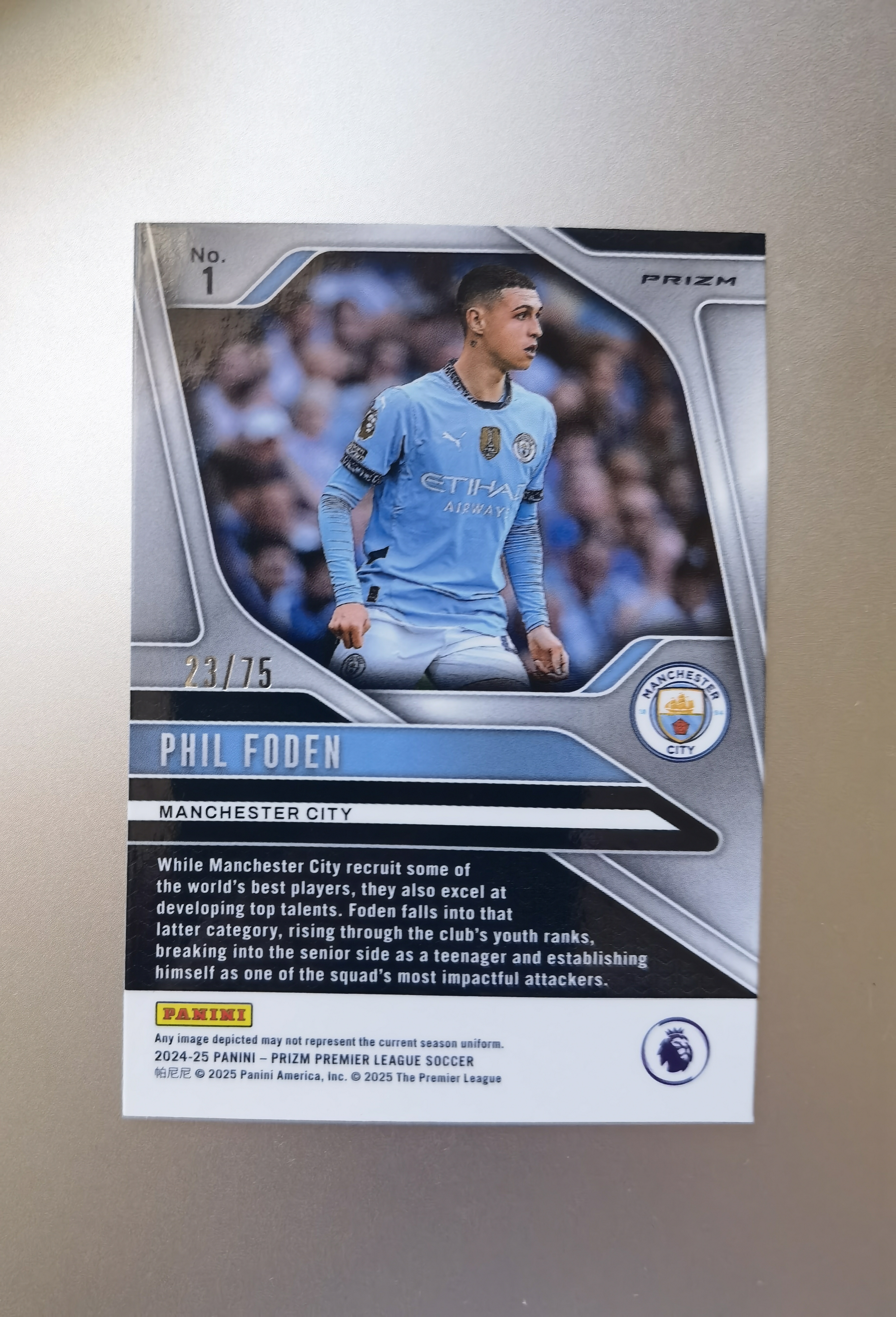 2024-25 Panini Pirzm Phil Foden 英超 菲尔福登 蓝碎冰折 75编 曼城 核心 收藏必备