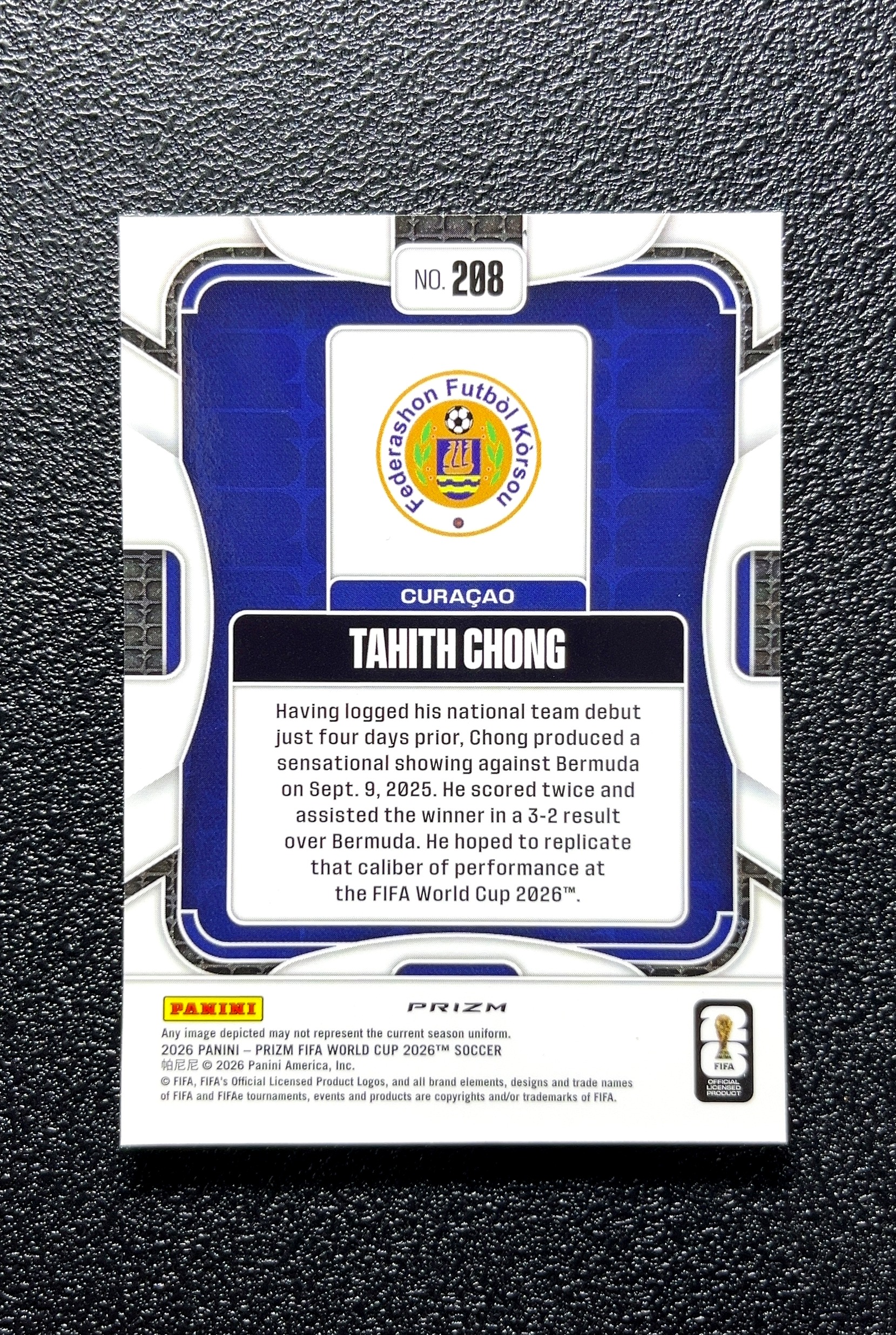 【小白1%代卖】2026 Panini Prizm Tahith Chong 塔希特·钟 卡品如图 高价值 #208 Curaçao 库拉索 0809
