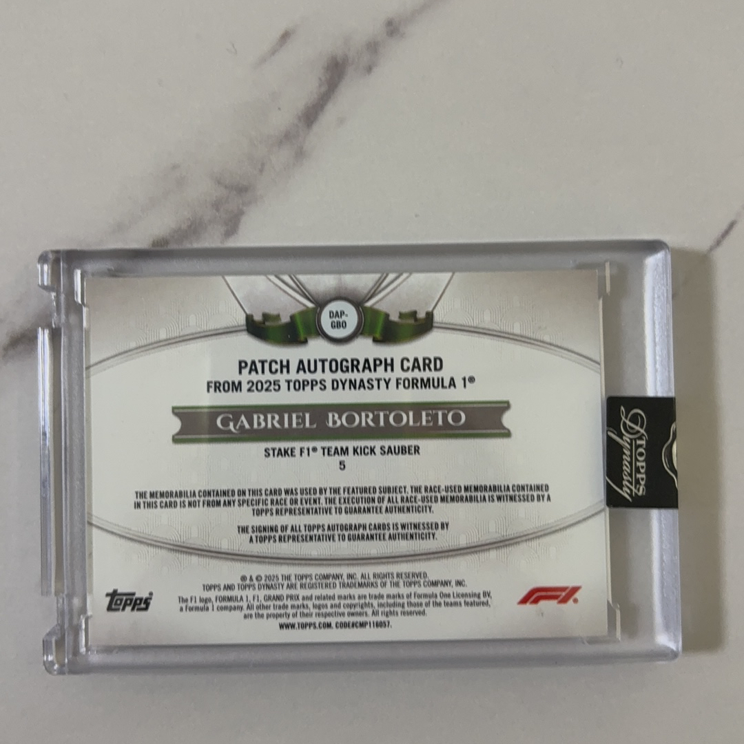 2025 Topps 王朝 Bortoleto F1王朝系列 巴西 索伯车队 RC新秀 赛车手 加布里埃尔 博托莱托 1/1编 ofo 大窗 ...