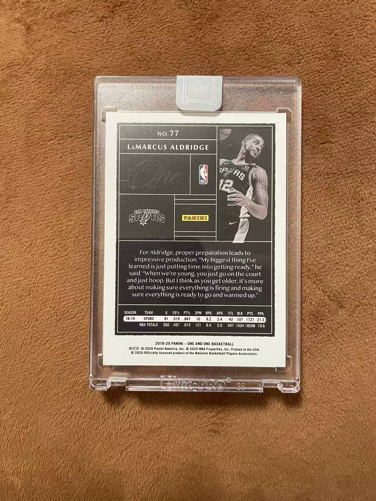 2019-20 Panini One and One LaMarcus Aldridge 马刺 拉玛库斯 阿尔德里奇 阿德 one系列 10编 尾编 金折 原封砖 彩虹折射同版凑套在拍 专收必备【z】