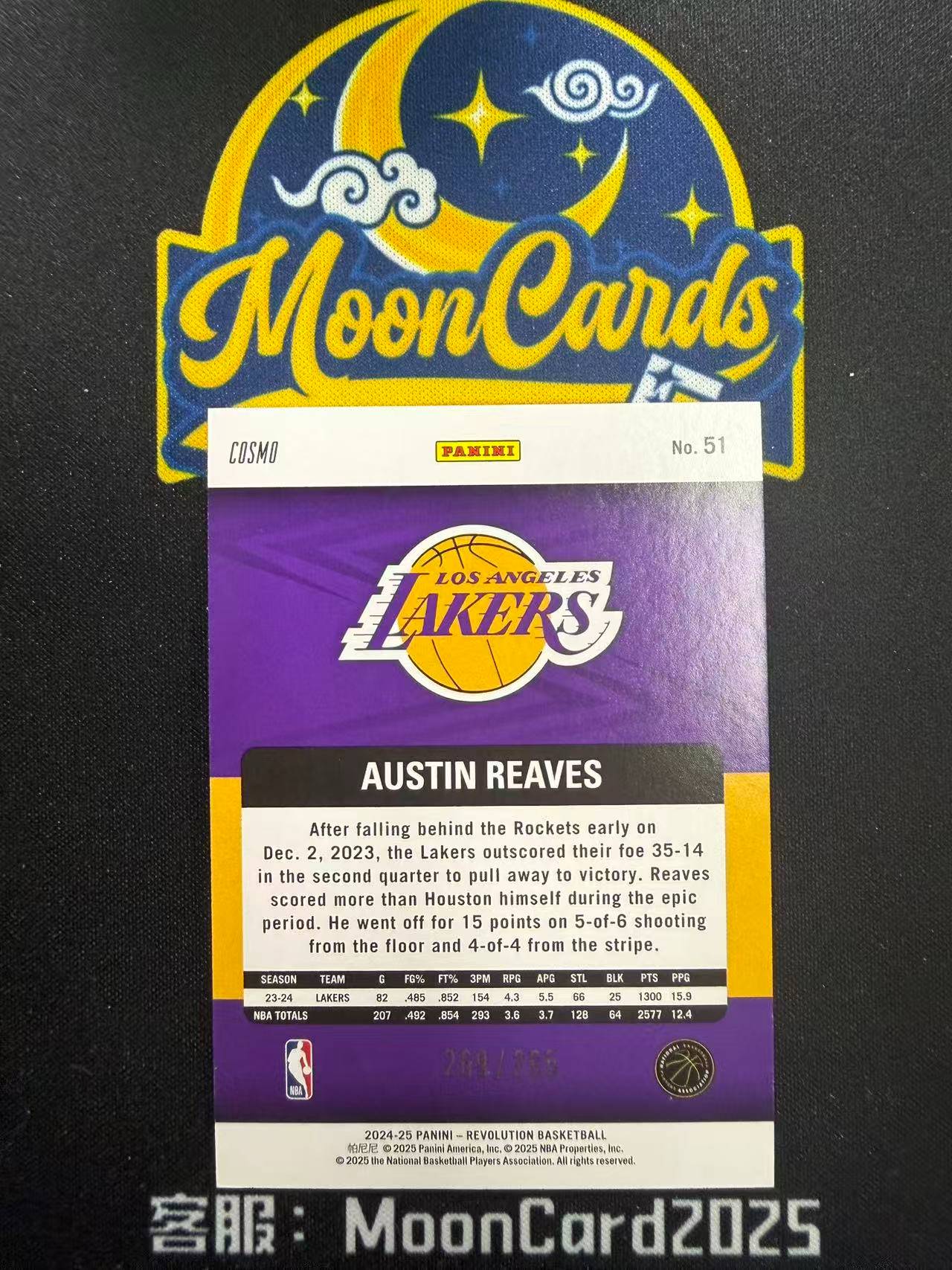 【梦卡拍卖】 2024-25 Panini Revolution Austin Reaves 奥斯汀 里弗斯 湖人 285编 折射 革命 细节如图 #Ci# 追梦TOD