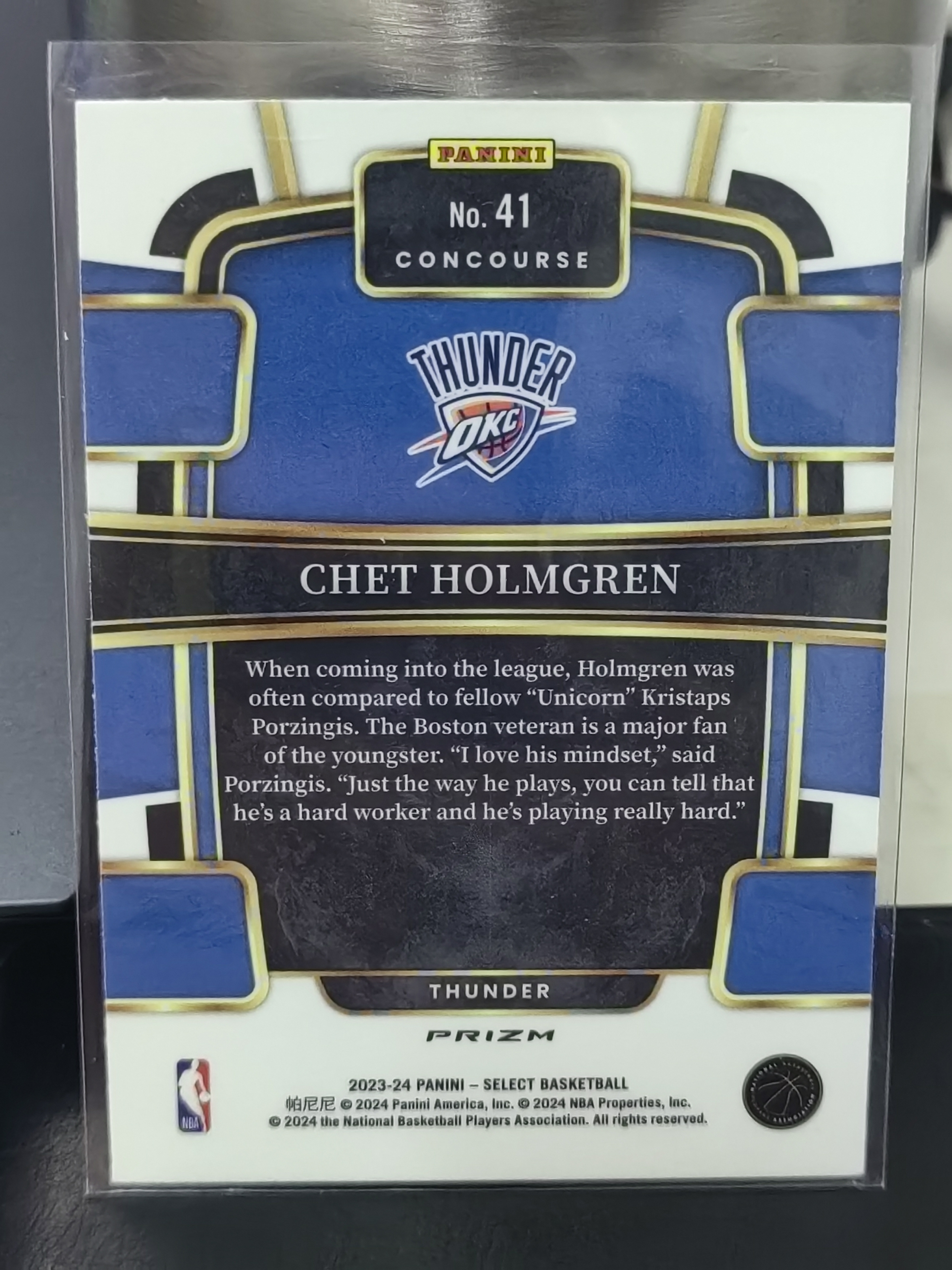 2023-24 Panini Select Chet Holmgren Select 一级 银折 切特霍姆格伦 雷霆 第三张 篮 白边白角 不保卡品 卡品如图