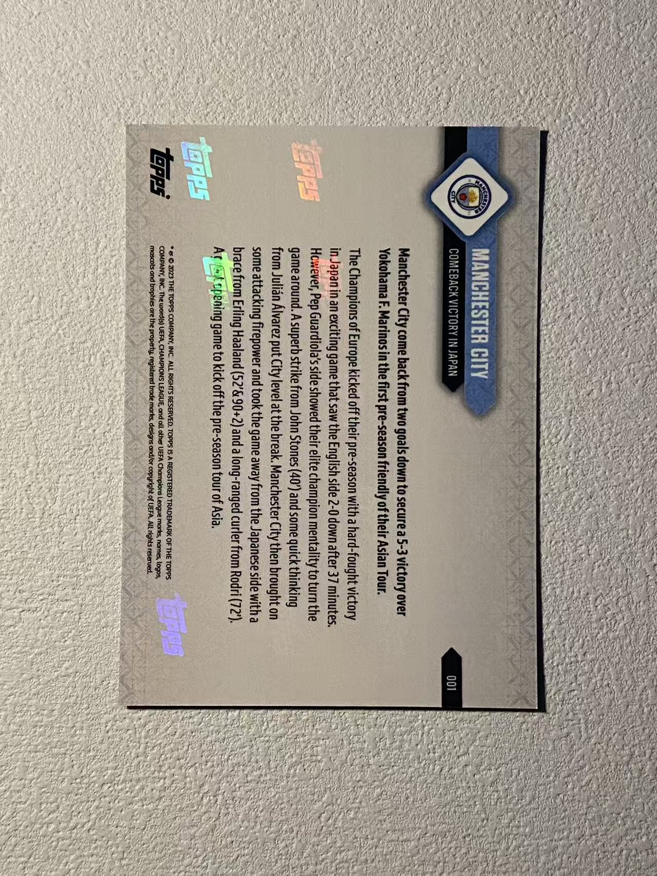 2023 Topps now city 欧冠now 时刻 英超 曼城 亚洲 日本行 赛前合影 收藏必备