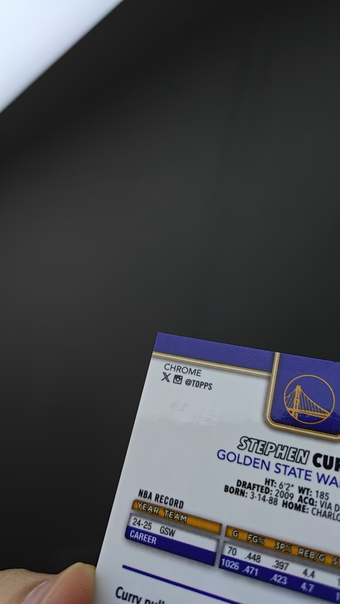 2025-26 Topps Chrome Stephen Curry RC tc update 勇士 斯蒂芬 库里 小学生 33/50编 正金折 折射 卡品如图 收藏必备 居中很好 ky