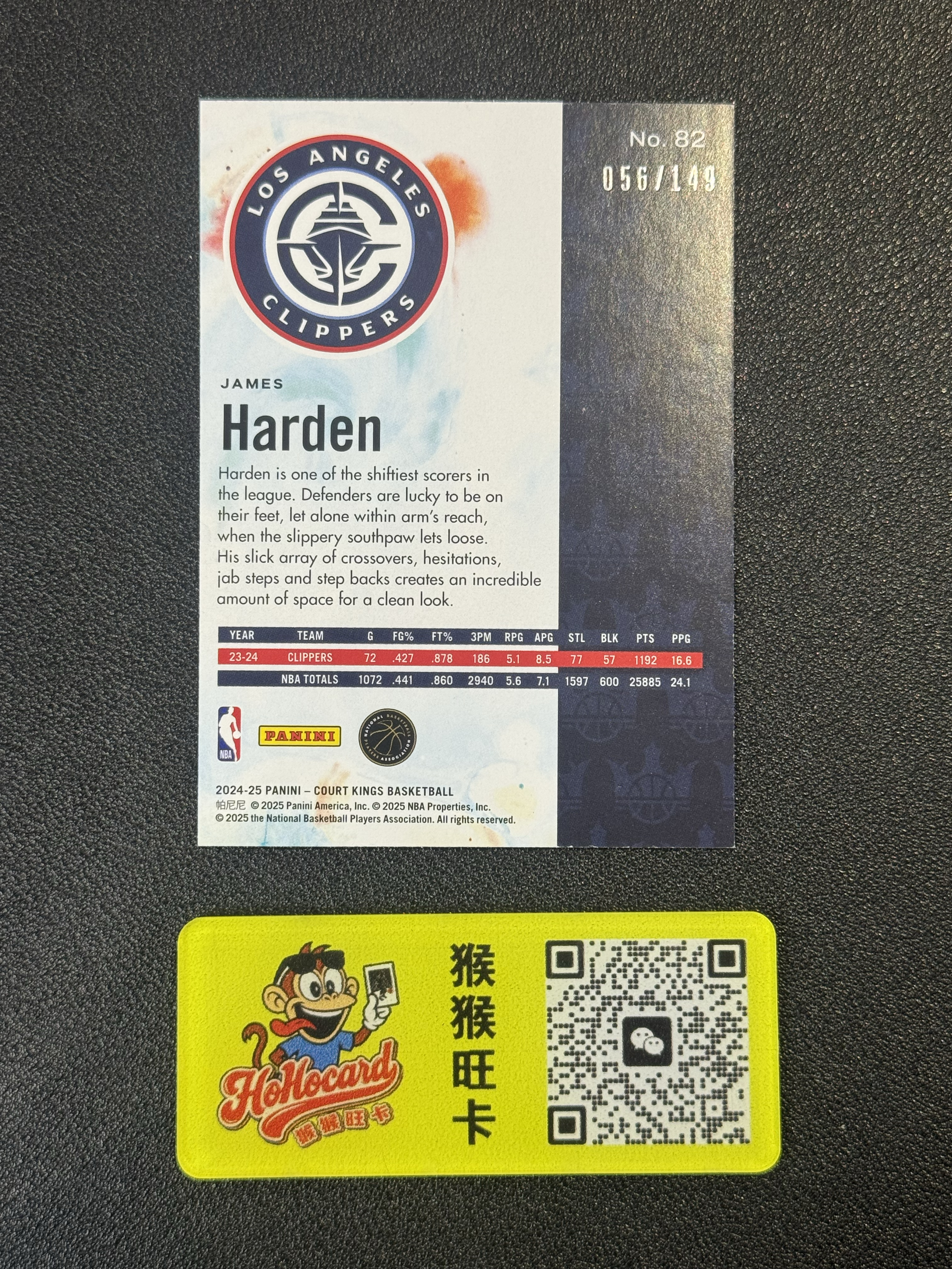 2024-25 Panini Court Kings James Harden 【猴猴旺卡】快船 哈登 油画 红平行 56/149编 卡品如图 接代拍 28a 【朱哥】