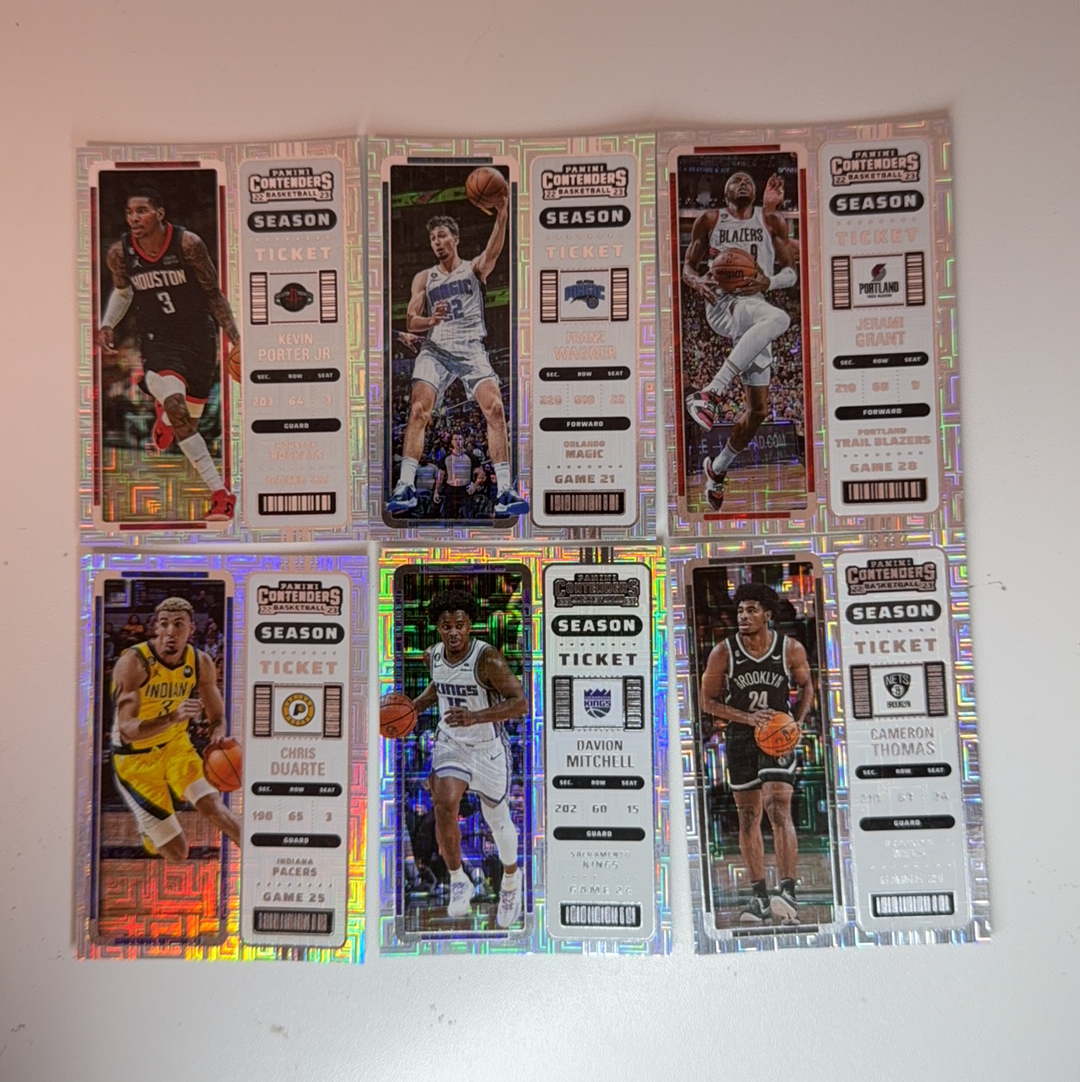 【免费代卖】6张打包 lot 球票 米切尔 小凯文 波特 托马斯 杜阿尔特 等 迷宫折 折射 值得收藏!!