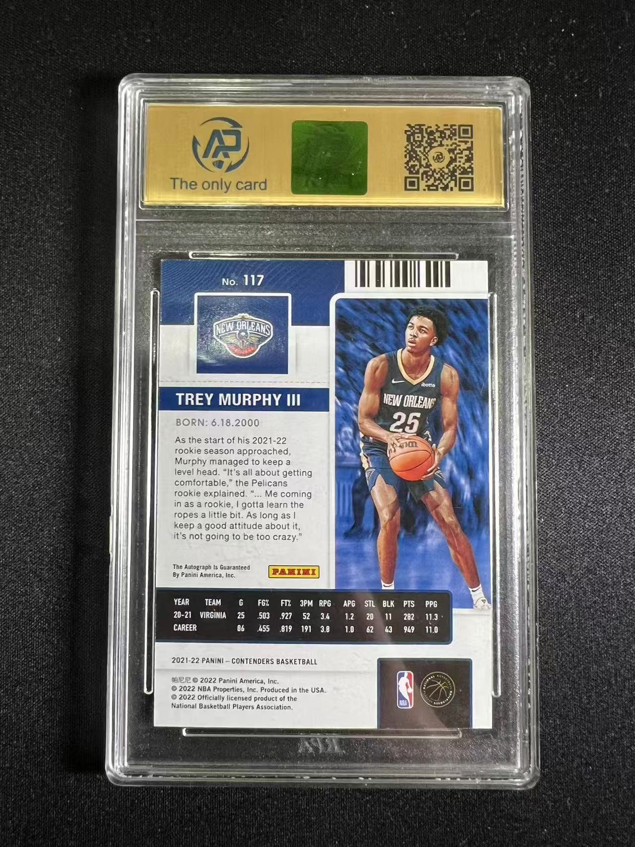 2021-22 Panini Contenders Optic Trey Murphy III RC 【特雷 墨菲 专卖】 球票Op系列 9分 签字 专收凑套 墨菲三世 瑕疵如图 未来可期