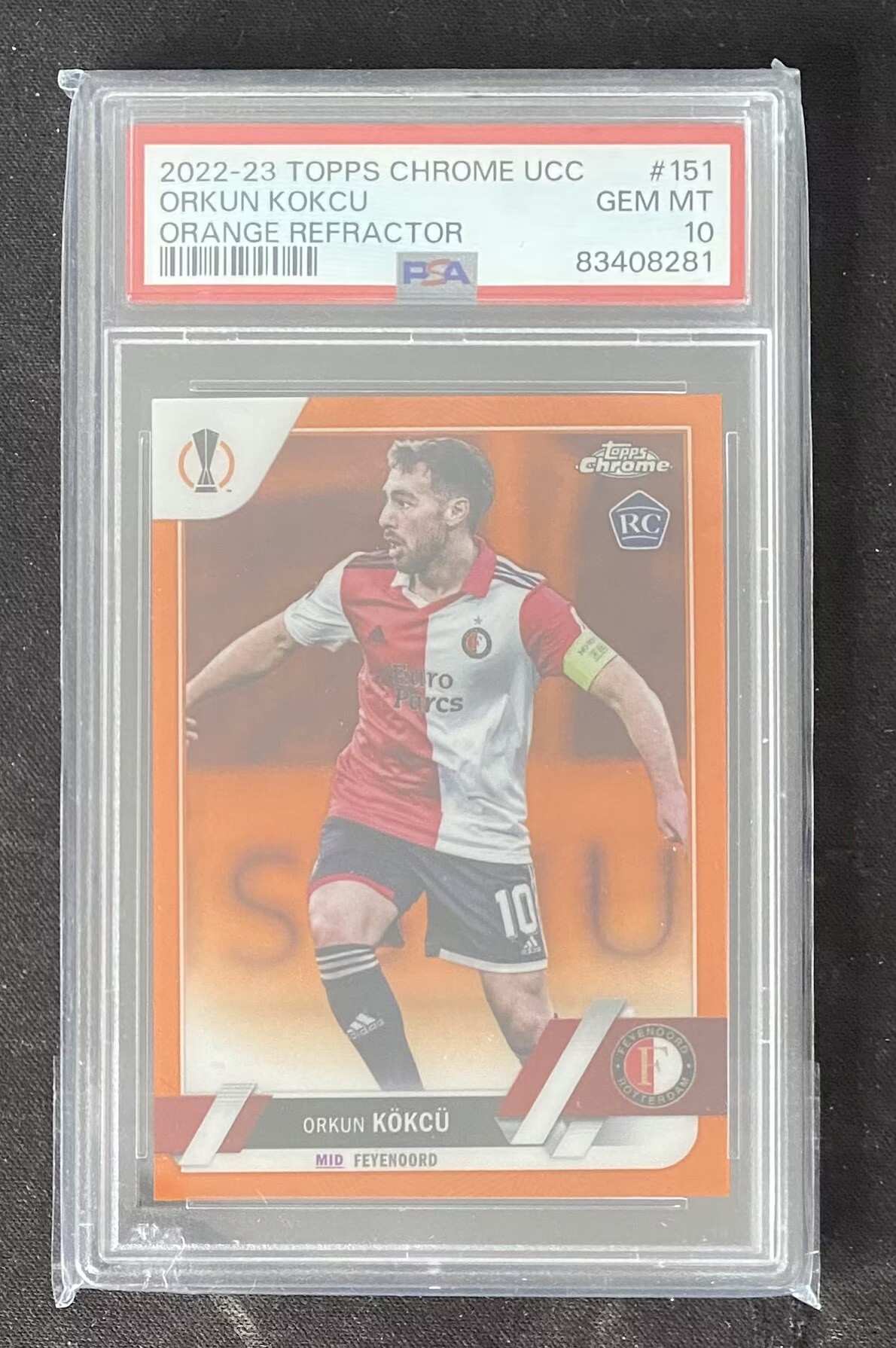 2022-23 Topps Chrome Orkun Kökcü RC 【来拆波卡】欧冠 费耶诺德 奥尔昆 柯克曲 新秀 橙折 25编 PSA10分 jjdk