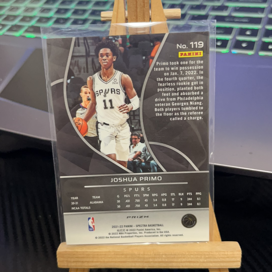 2021-22 Panini Spectra Joshua Primo RC 约书亚 普里莫 马刺 新秀 折射 光谱 卡品如图 凑图必备 值得收藏