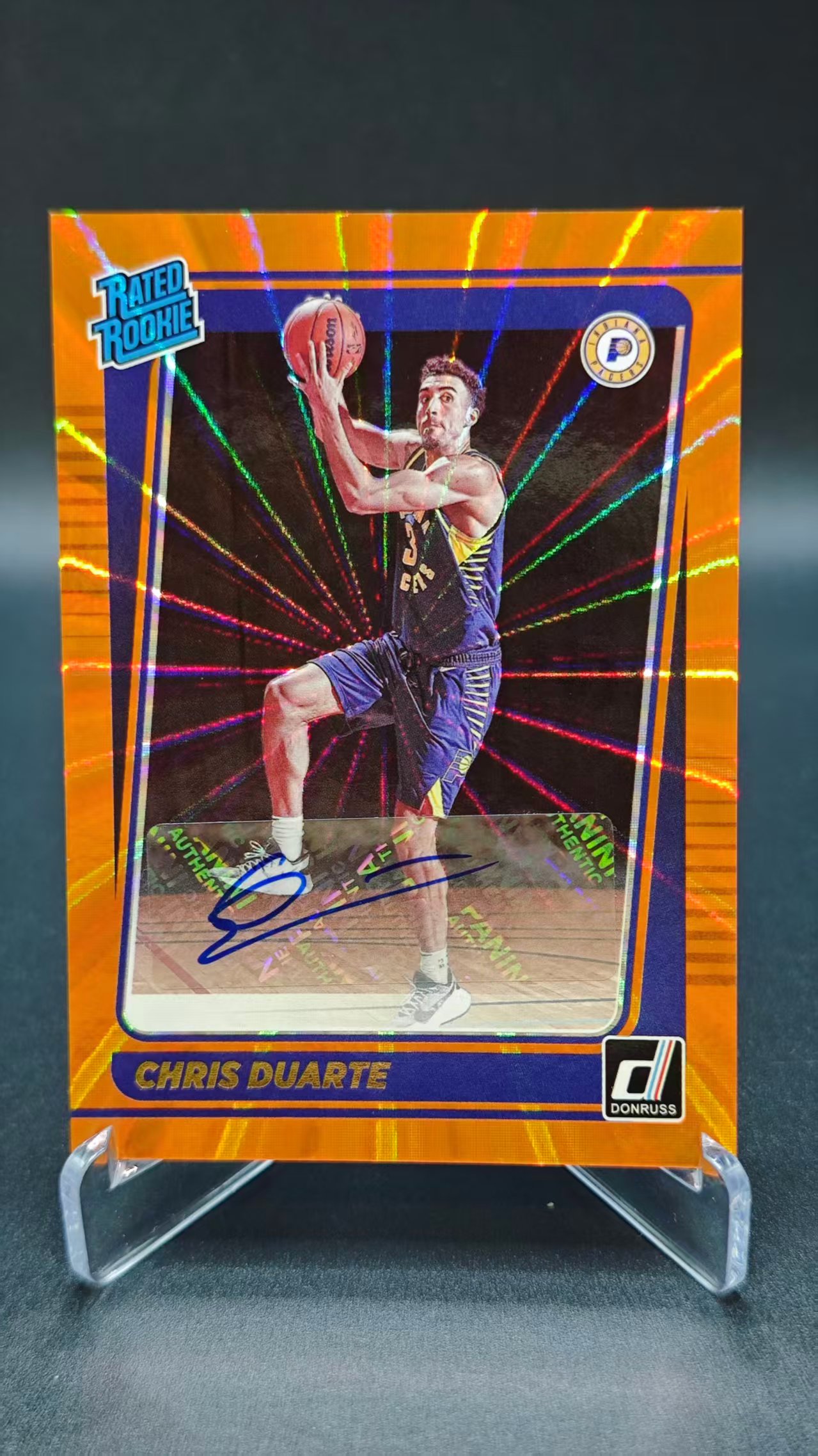 【六六代卖】2021-22 Panini Donruss Chris Duarte RC 杜蕾斯 新秀 步行者 杜阿尔特 橙佛光折 签字(炜炜N)WL