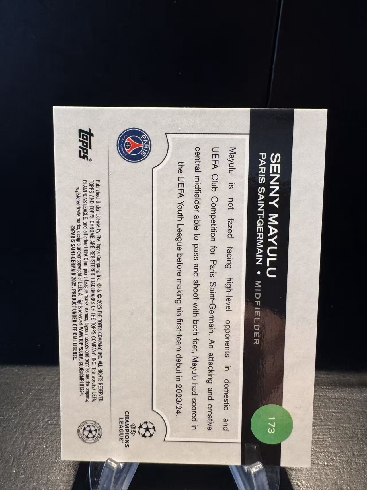 龖2024-25 Topps Chrome Senny Mayulu RC 塞尼 马尤鲁 01/25编 首编 橙熔岩折 折射 新秀 法国 巴黎圣日耳曼 大巴黎 TC 欧战 卡品如图 MJ002D