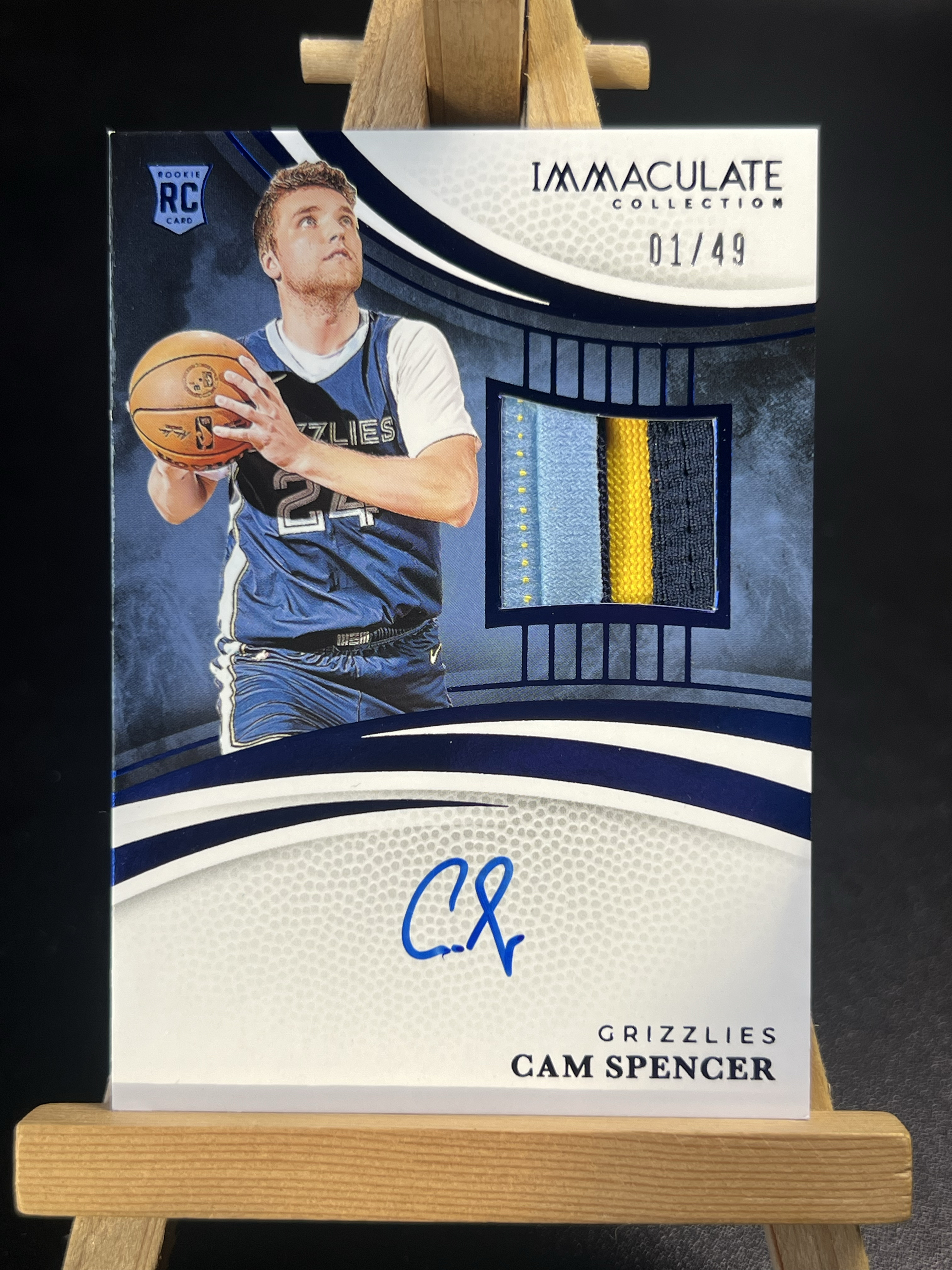 2024-25 Panini Immaculate Cam Spencer RC 灰熊 卡姆 斯潘塞 新秀 签字 卡签 RPA 1/49编 首编 三色暴力球衣物料切割 靖哥 叉叉拍卖