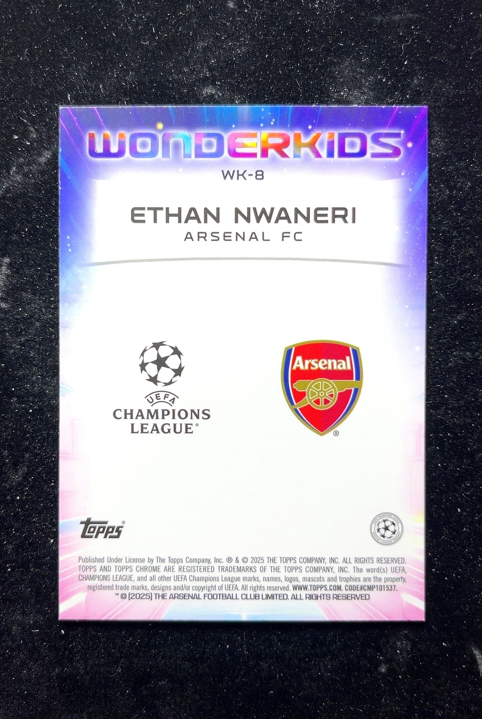 【小白1%代卖】2025 Topps Chrome Wonderkids神奇小妖特卡 Ethan Nwaneri 埃桑·恩瓦内里 紫折 折射 新秀 RC 卡品如图 高价值 #WK-8 0629