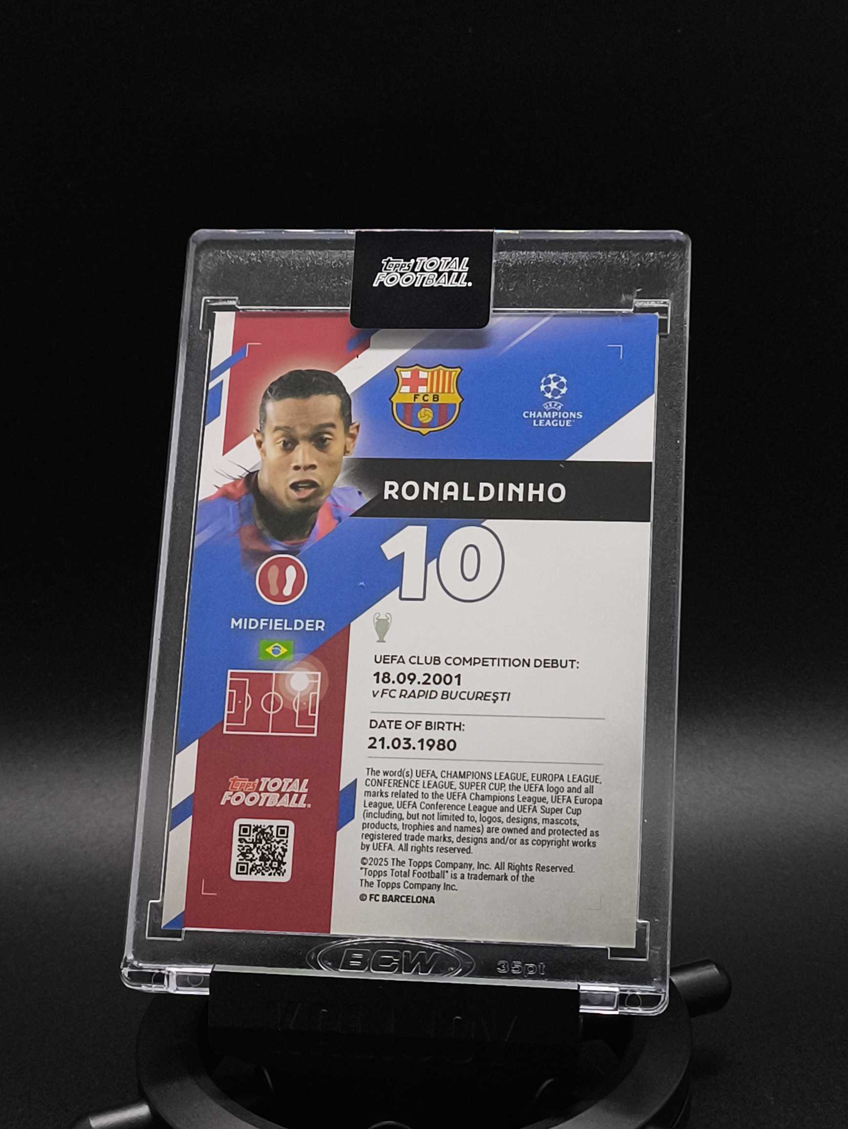 2025-26 Topps Total Football Ronaldinho 罗纳尔迪尼奥 小罗 巴塞罗那 巴西 1/10编 首编 TTF 原封砖