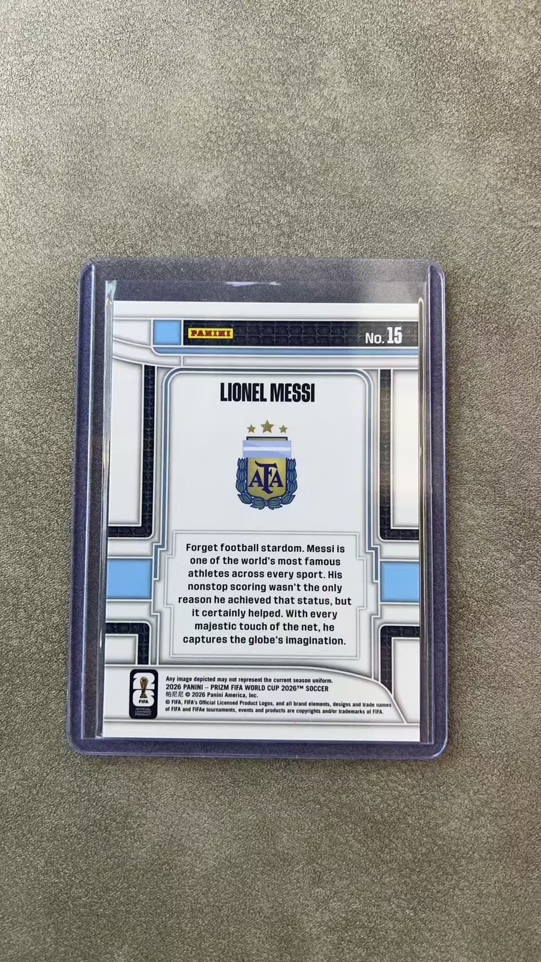 8098【330球星卡实体店代卖】2026 帕尼尼 PRIZM WORLD CUP 世界杯 Lionel Messi 梅西 球王 阿根廷 得分俱乐部 base 仅顺丰寄付 (UK23)