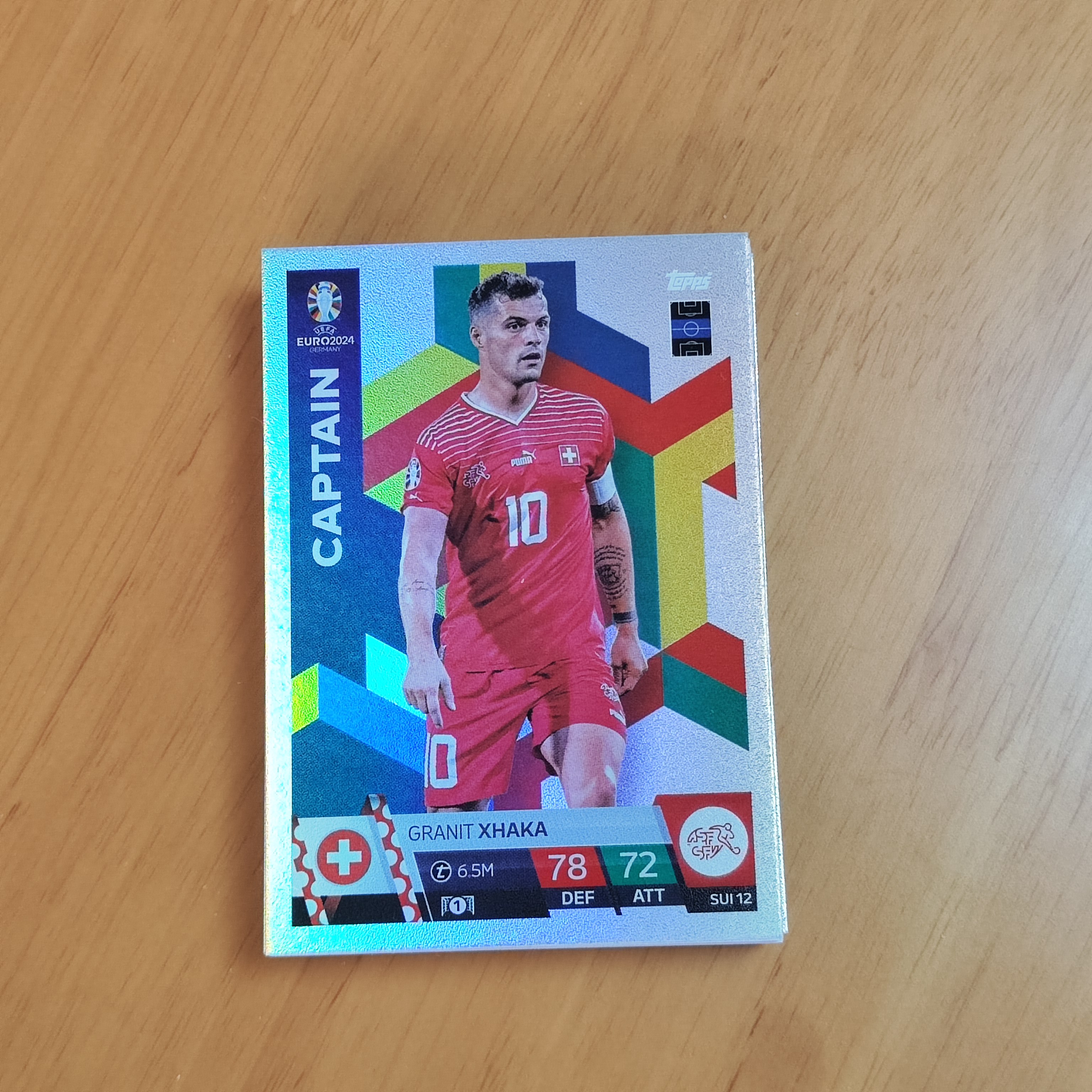 2024 【YM拍卖-代卖/回收】 topps Match Attax 欧洲杯 游戏版 银折 Granit Xhaka 格拉尼特 扎卡 瑞士  卡品如图 Y0054