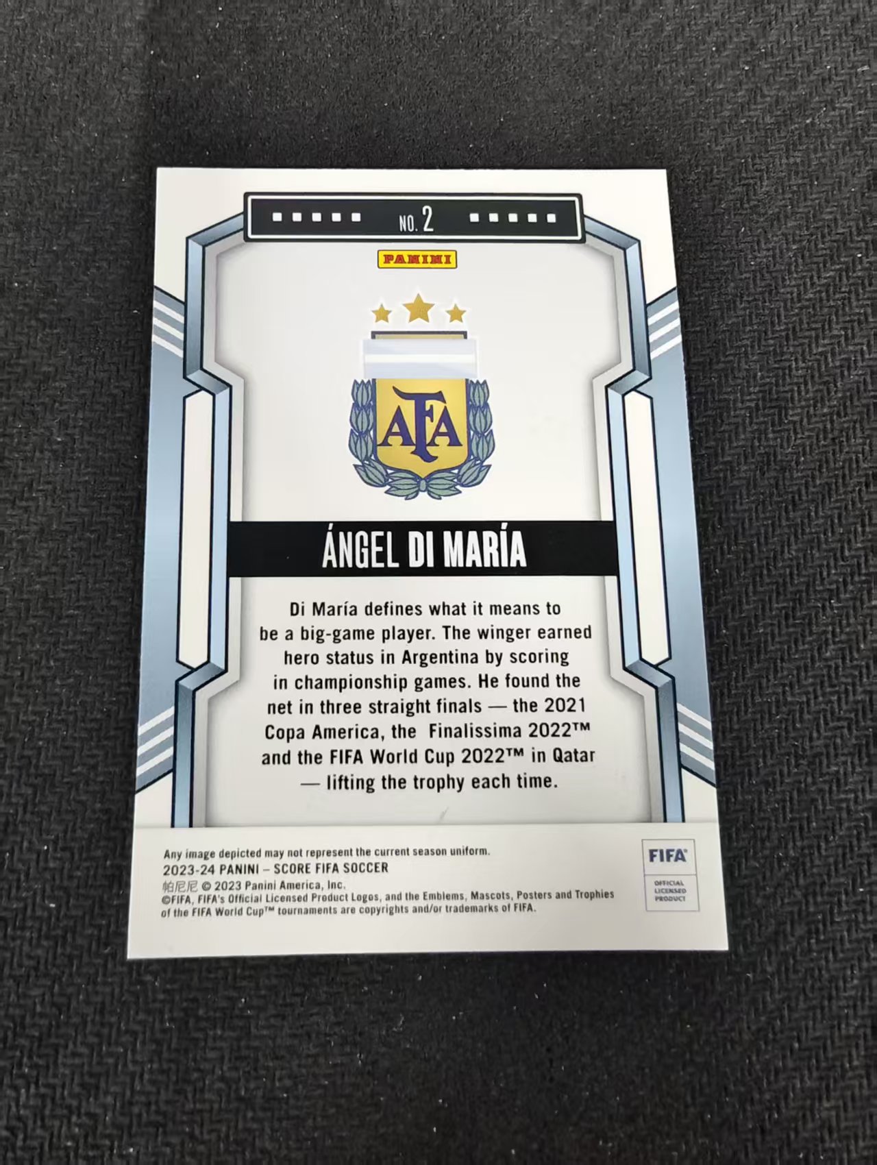 【可合并,不累计】2023-24 Panini Score Angel Di Maria 阿根廷 天使 迪马利亚 迪玛利亚 FIFA 划痕 边角瑕疵 #2