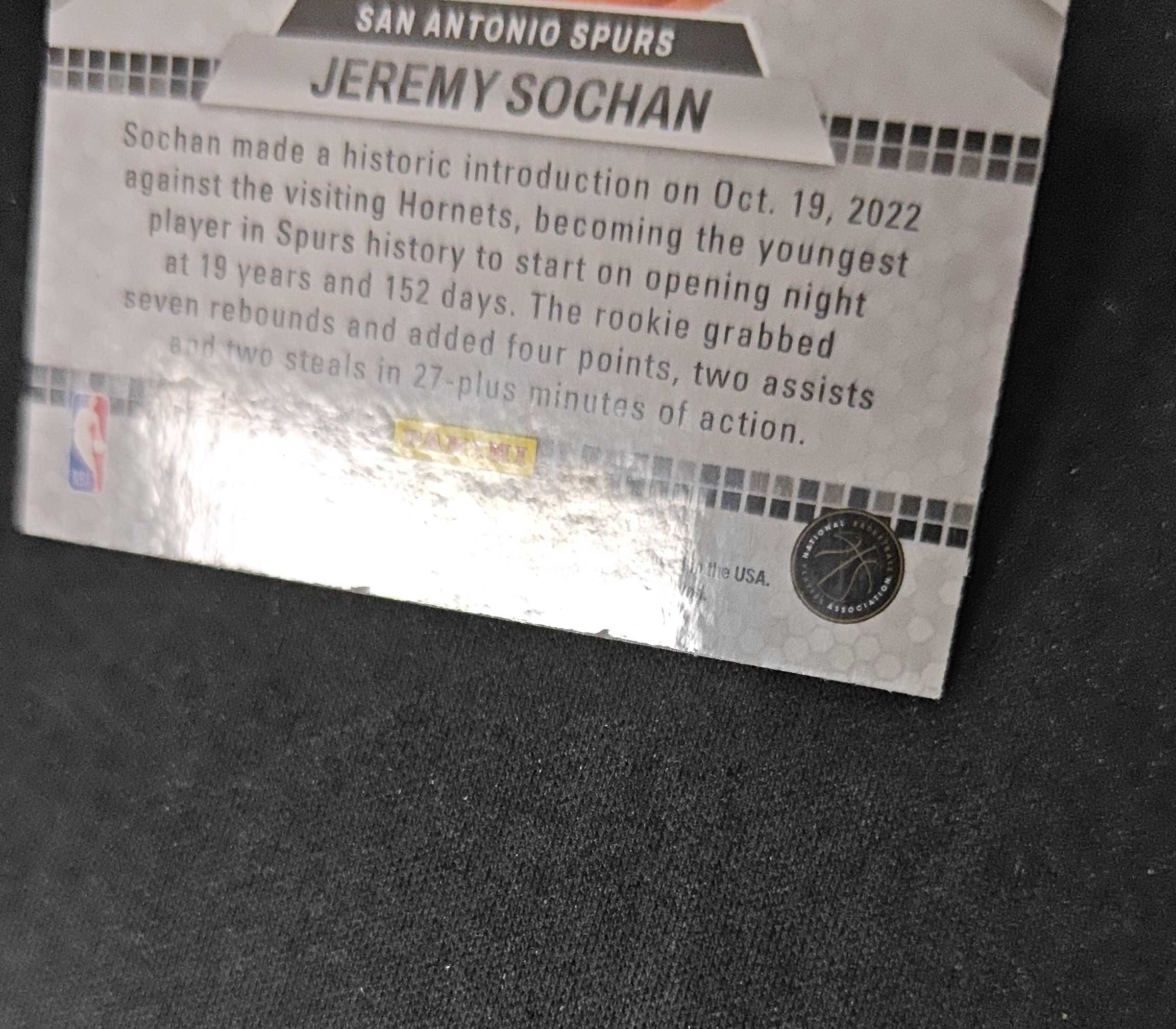 2022-23 Panini Mosaic Jeremy Sochan RC 【SC拍卖】马赛克 新秀 马刺 索汉 介绍特卡 马赛克折 瑕疵如图收藏必备(lilahk)