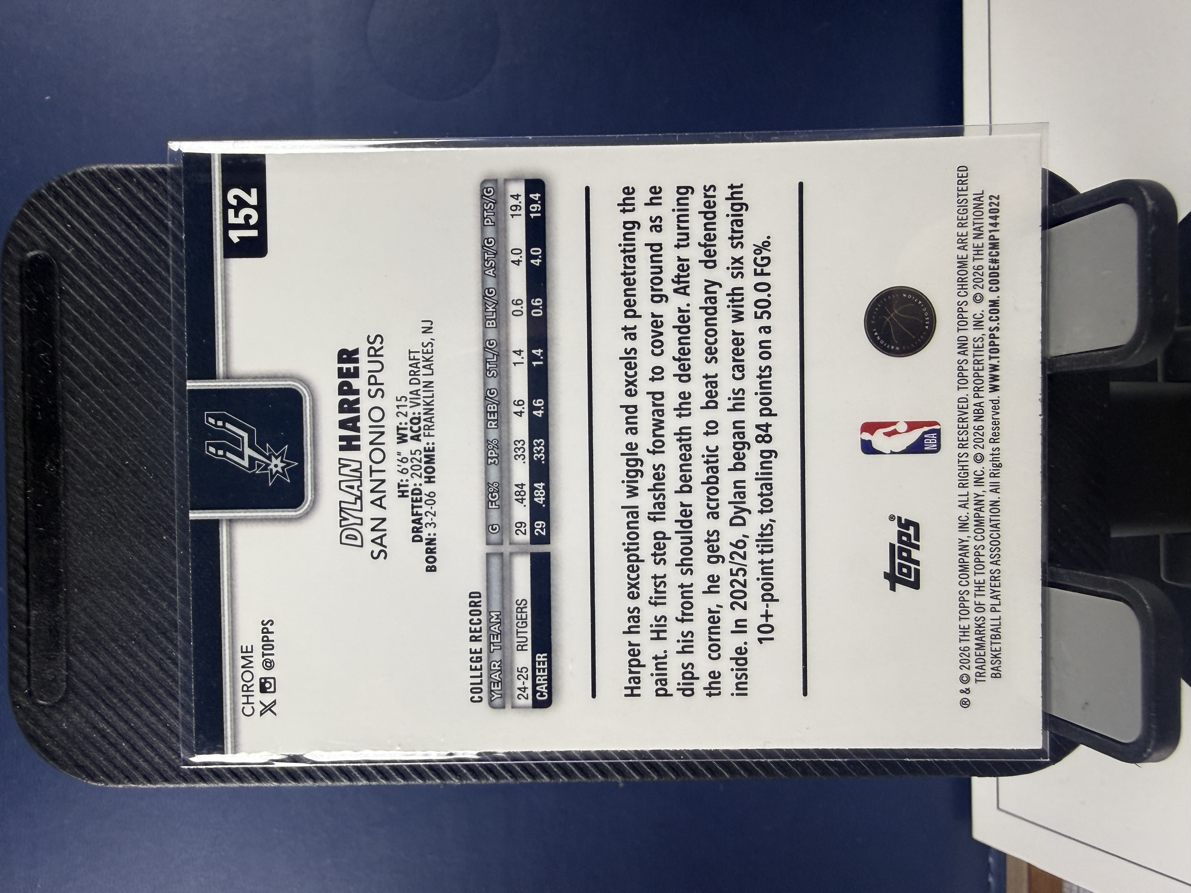 2025-26 Topps Chrome Dylan Harper RC TC 马刺 新秀 迪伦哈珀 base 凑套 (海绵)