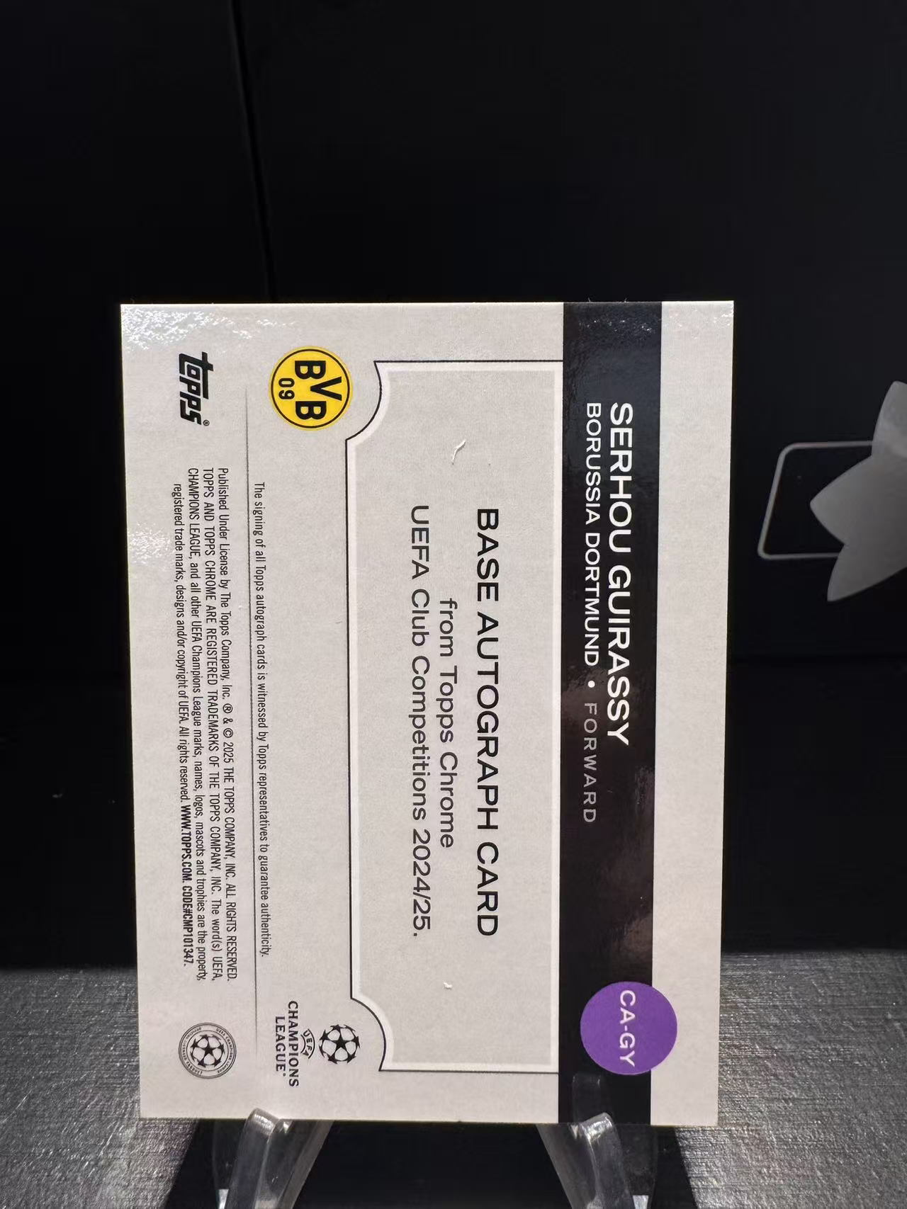 龖2025 Topps Chrome Serhou Guirassy 欧冠TC 多特蒙德 塞罗 吉拉西141/199编 签字 青折 签字 卡品如图 MJ002L