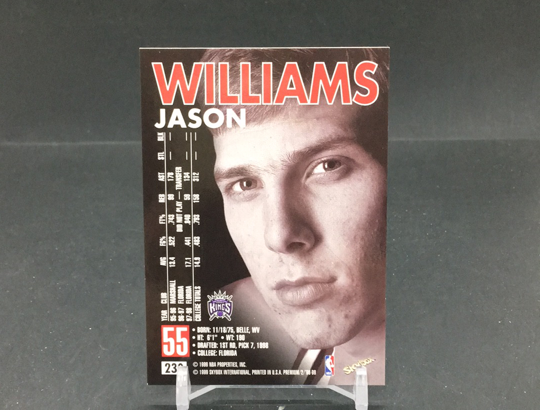 【DC拍卖】12.04 JTL SKYBOX PREMIUM 经典新秀RC 实卡美如画 国王队名宿 华丽国王时期核心后卫 白巧克力 杰森 威廉姆斯