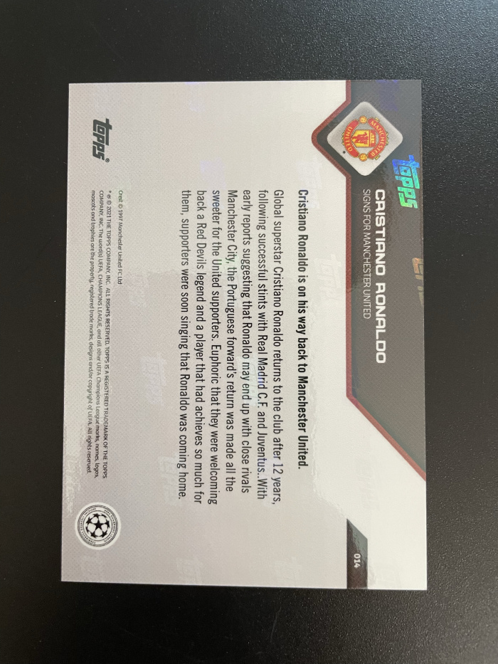 2021 Topps now Cristiano Ronaldo 【hellfire拍卖】topps now系列 曼联 葡萄牙 C罗重回梦剧场 定妆照 纪念时刻 jjj