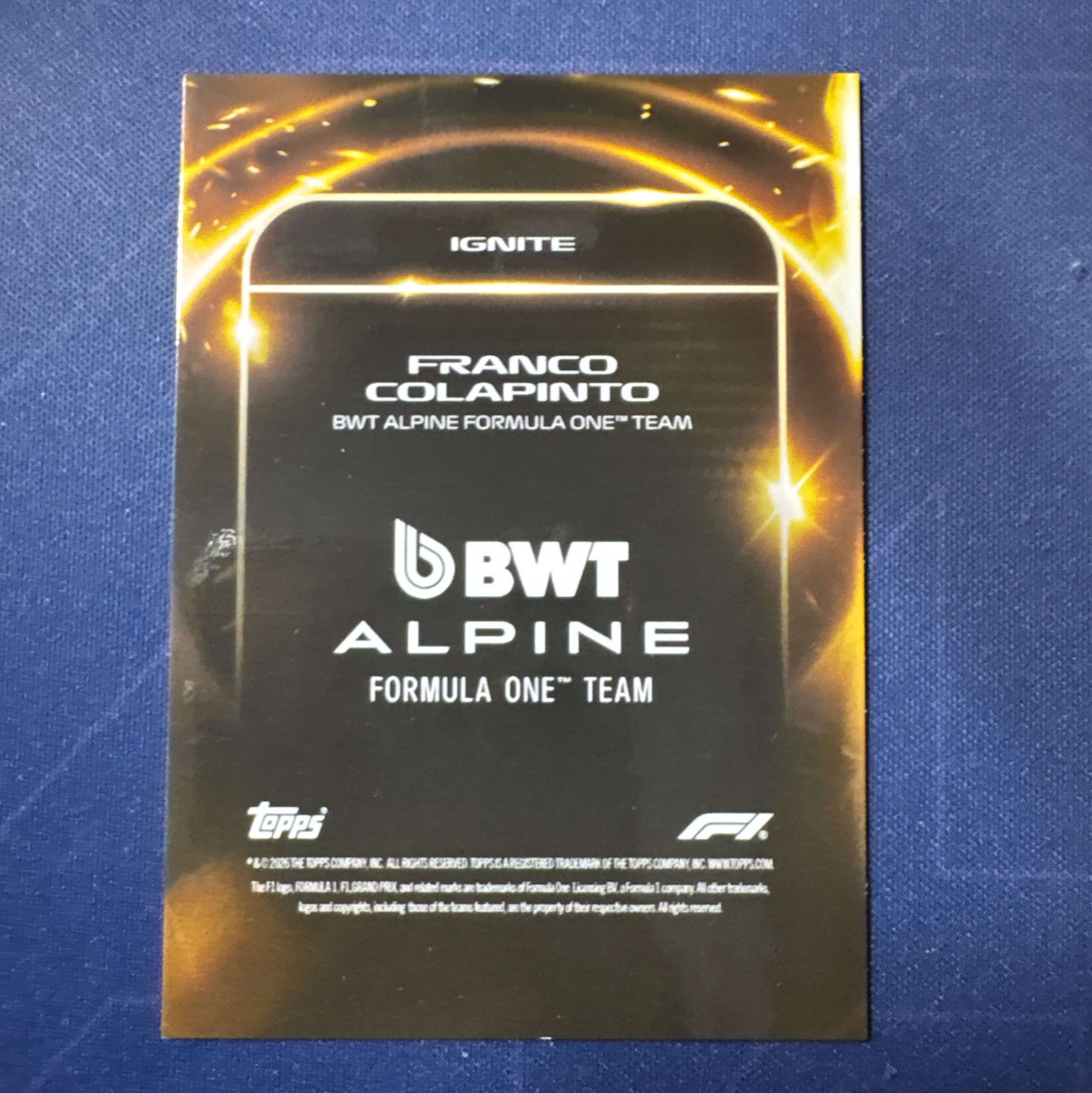 2026 Topps Lights Out Franco Colapinto 【爆爆代卖】F1 熄灯 弗兰克 科拉平托 11/50编 低编 金折 Bwt车队 Ignite 锋芒新秀 专收必备 #冷哥